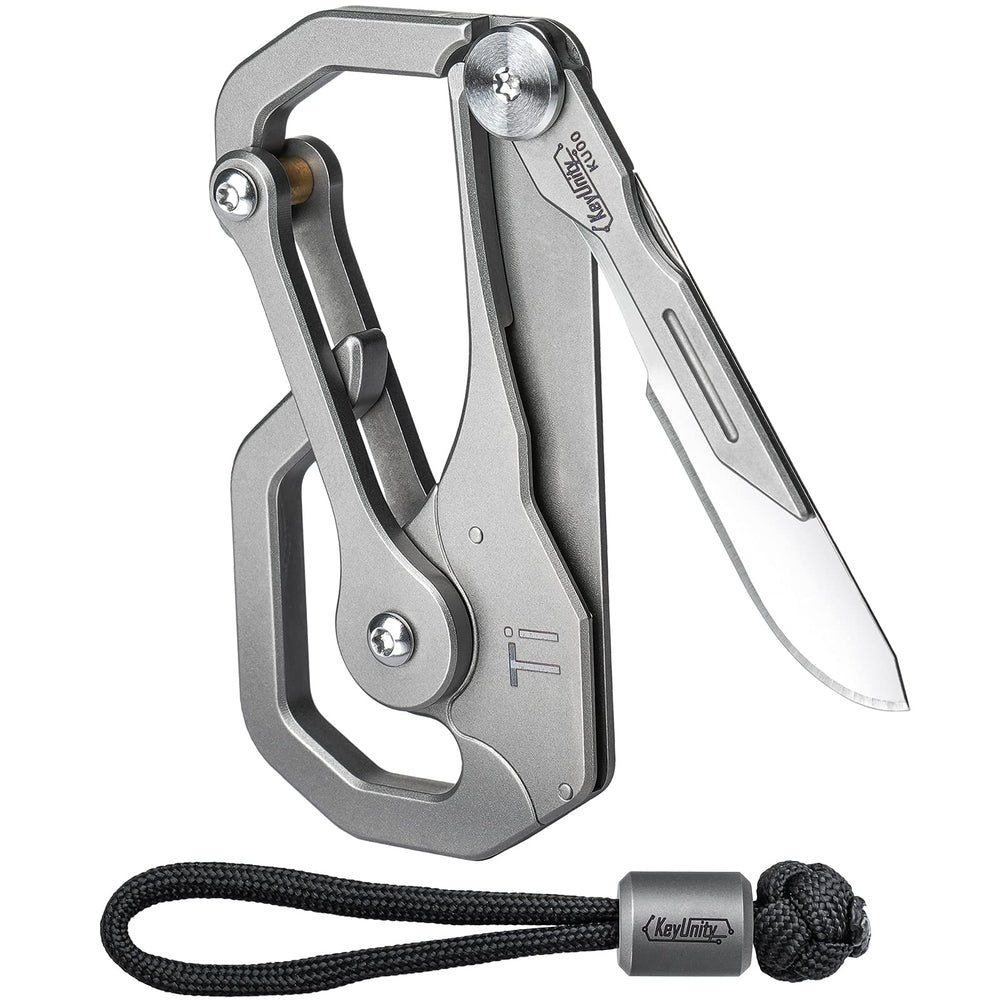 KeyUnity KU00 front view showing carabiner and closed multitool benefit durable carry
