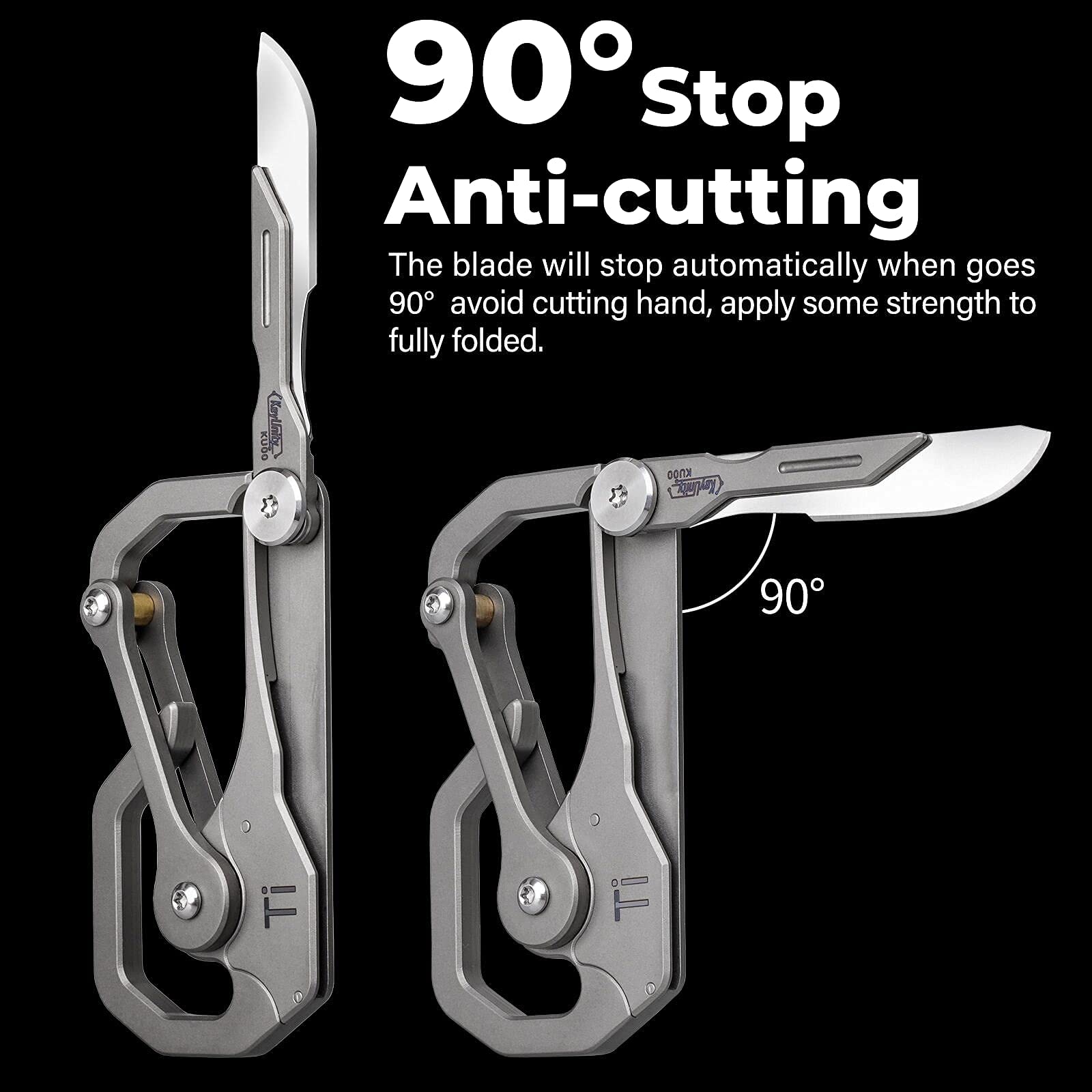 KeyUnity KU00 open blade detail showing replaceable JH-10 blade for quick cutting