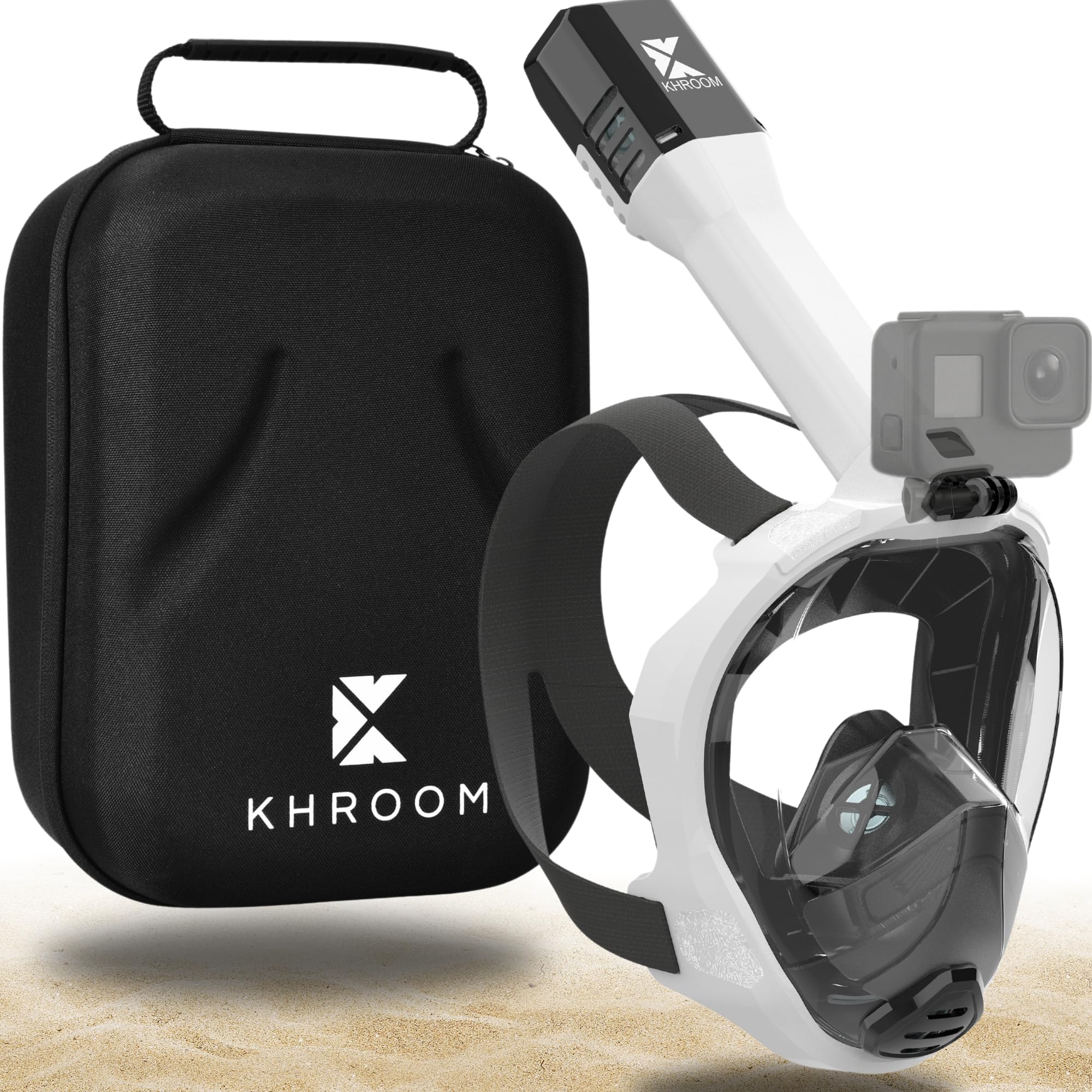 Khroom full face mask front view showing seal and lens, clear vision benefit