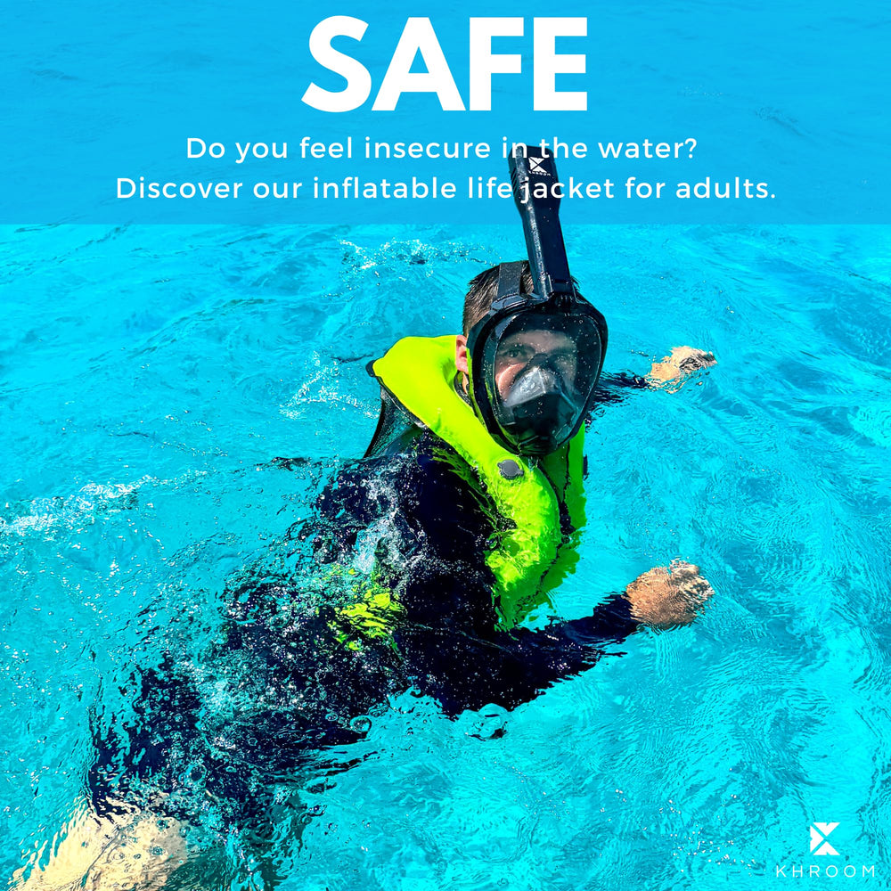 Khroom mask in use on water surface showing natural breathing and comfort