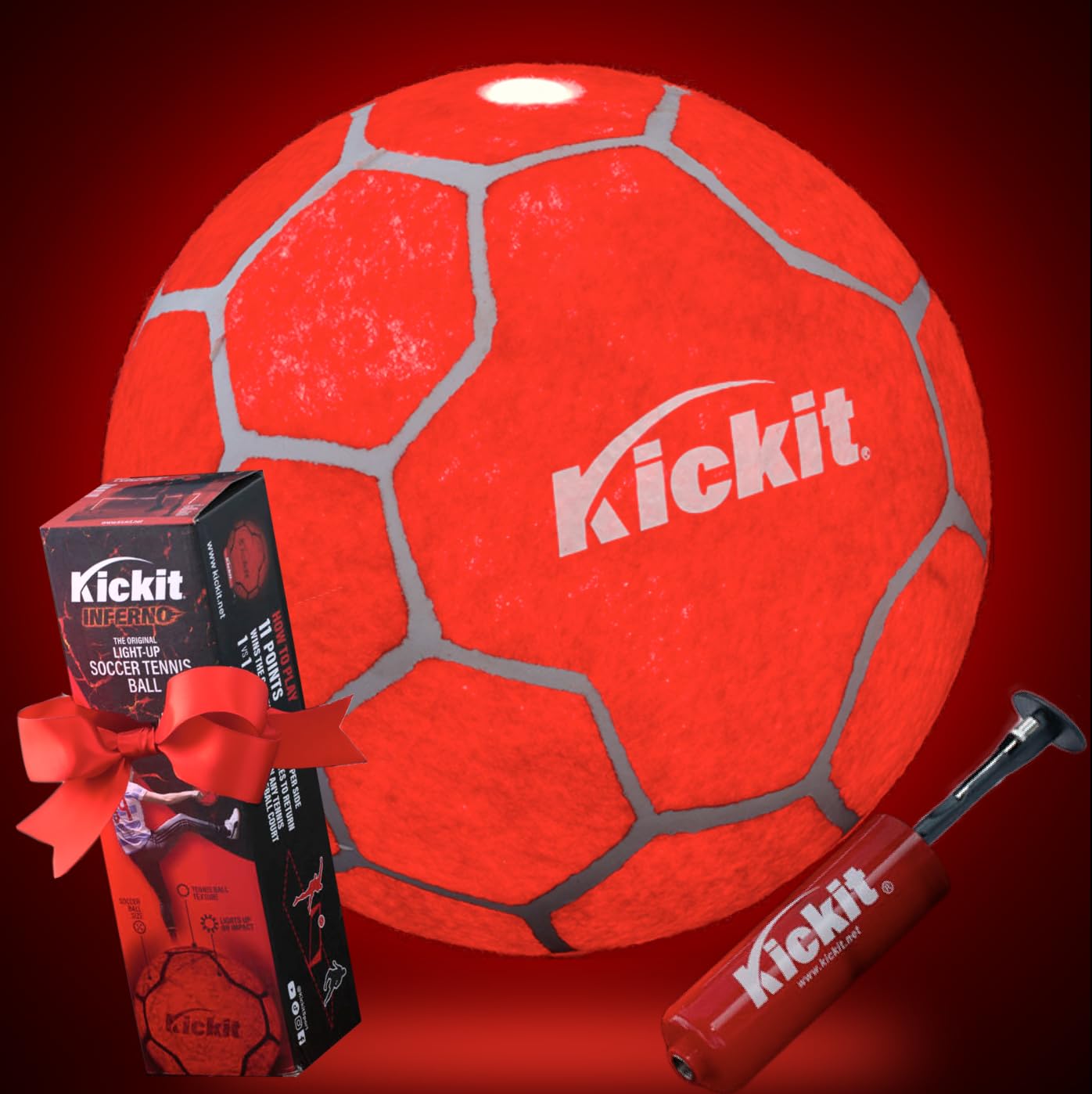 Kickit front packaging showing ball and carry bag for easy transport