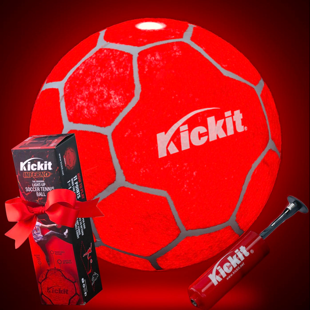 Kickit front packaging showing ball and carry bag for easy transport