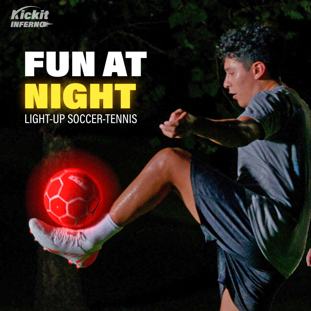 Kickit illuminated LED ball in night play for better ball tracking
