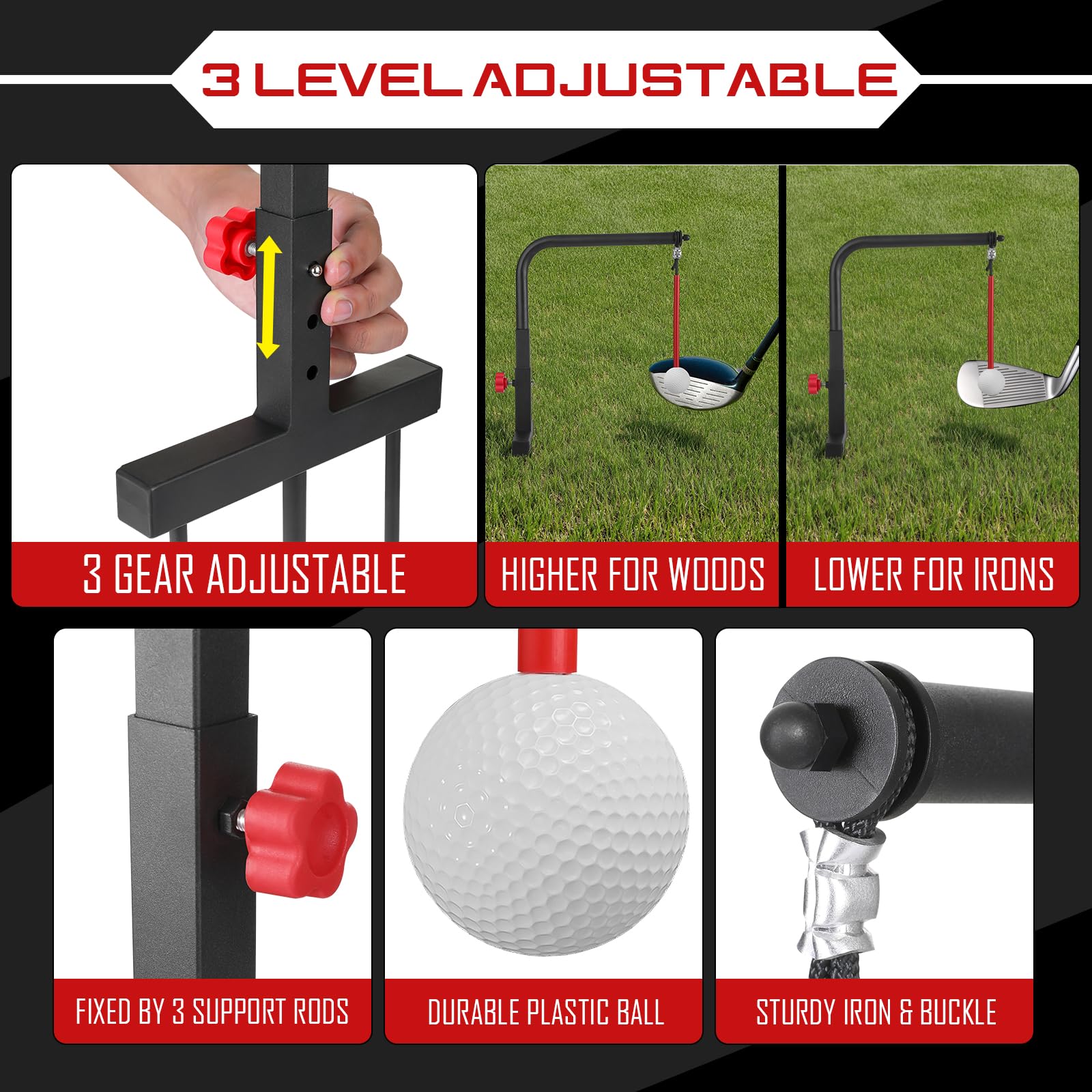 KIDZIES detail of height adjustment mechanism for versatile club compatibility