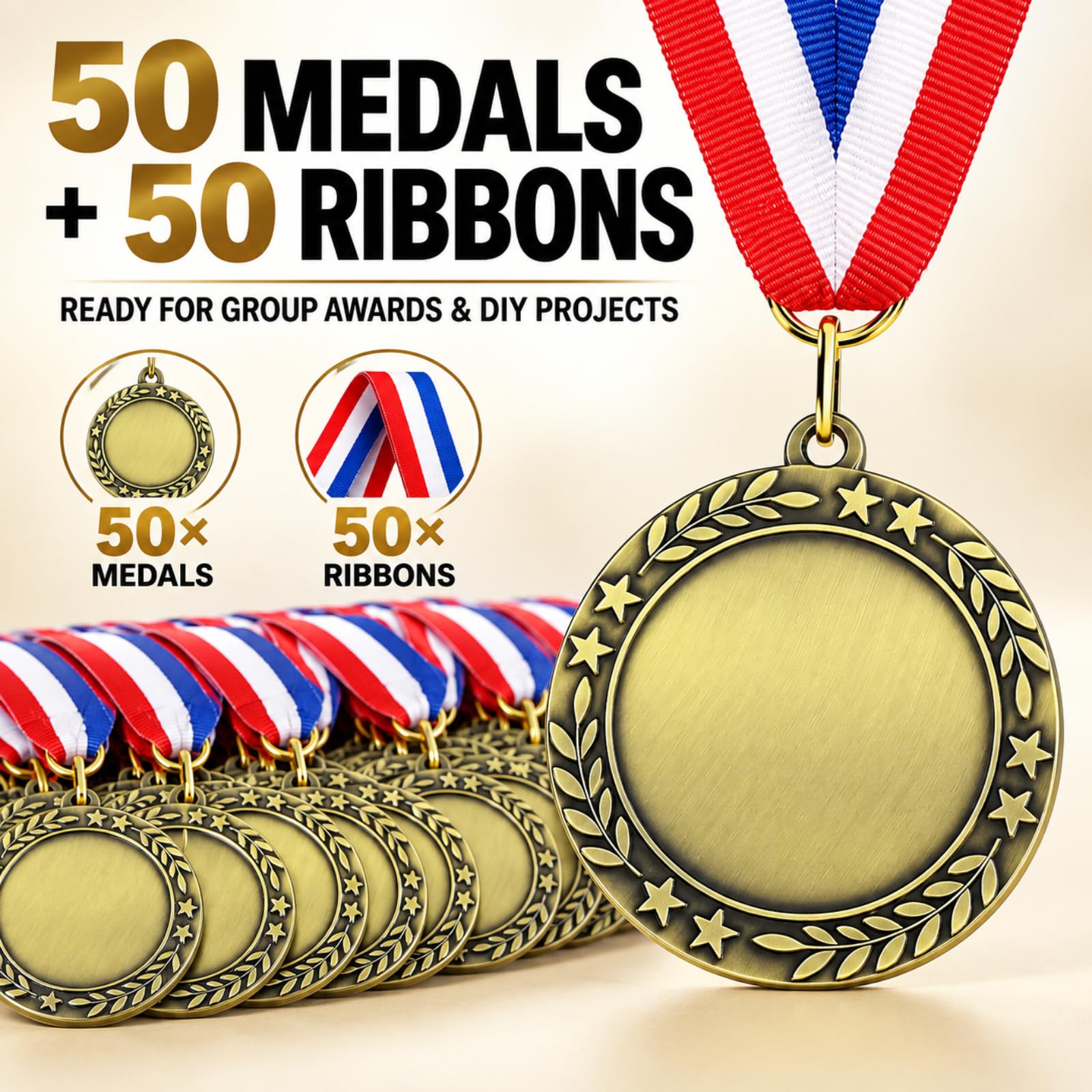 Kigeli group display of medals on table, ready for quick distribution