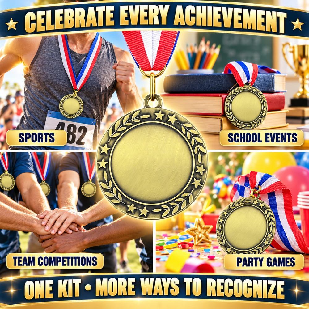 Kigeli stacked medals showing edges, illustrates kit quantity and value