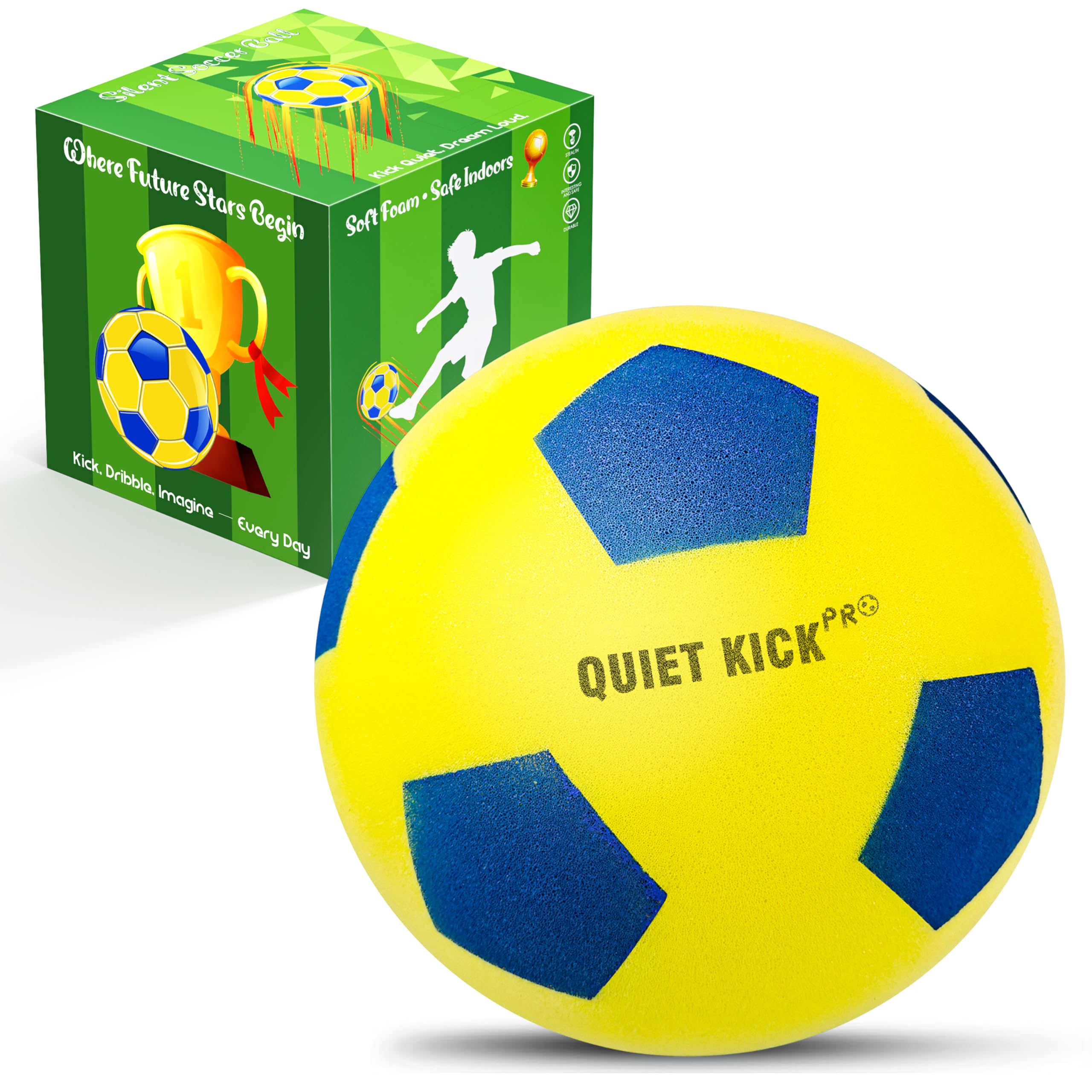 Kikkavo front view of Size 3 silent indoor ball showing shape and soft shell benefit
