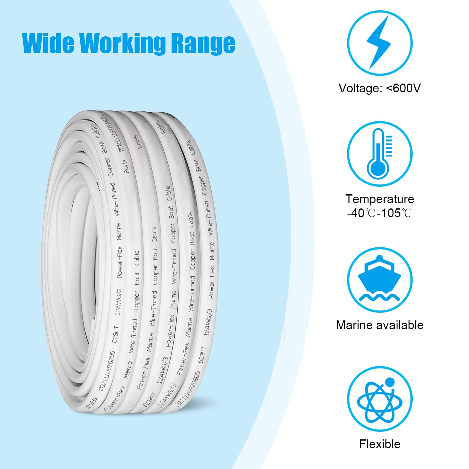 Kimbluth coiled 30ft marine triplex displaying manageable length and flexible routing benefits