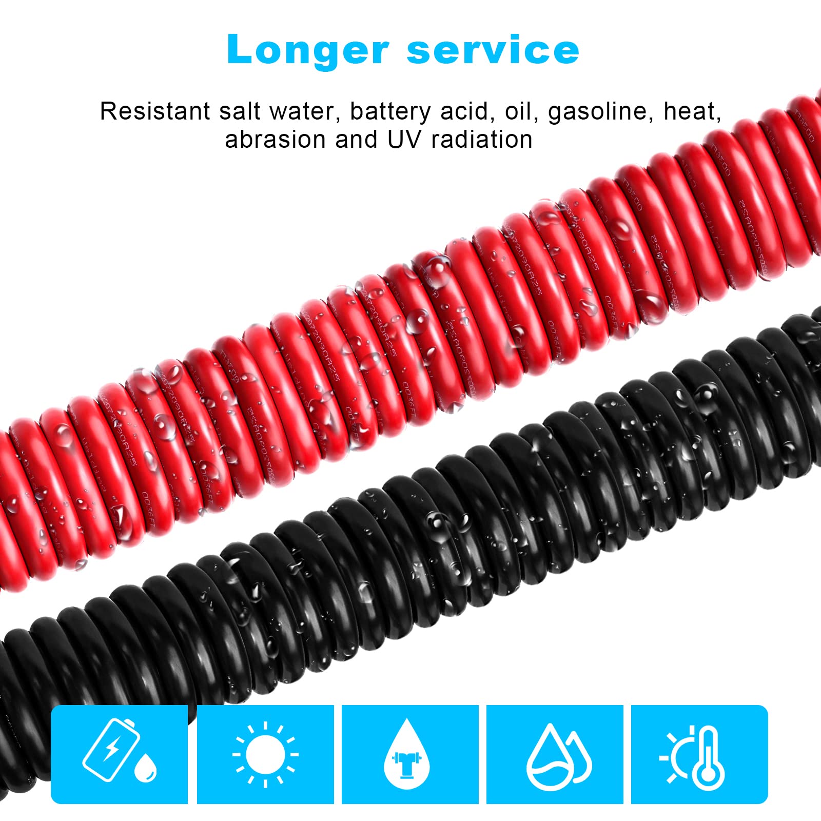 Kimbluth red and black 30ft spools side-by-side for color-coded marine wiring convenience