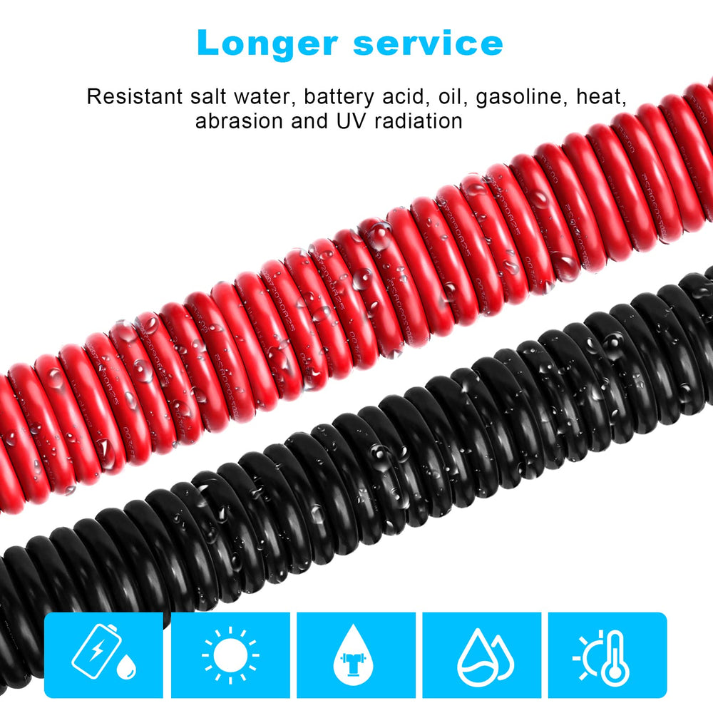Kimbluth red and black 30ft spools side-by-side for color-coded marine wiring convenience