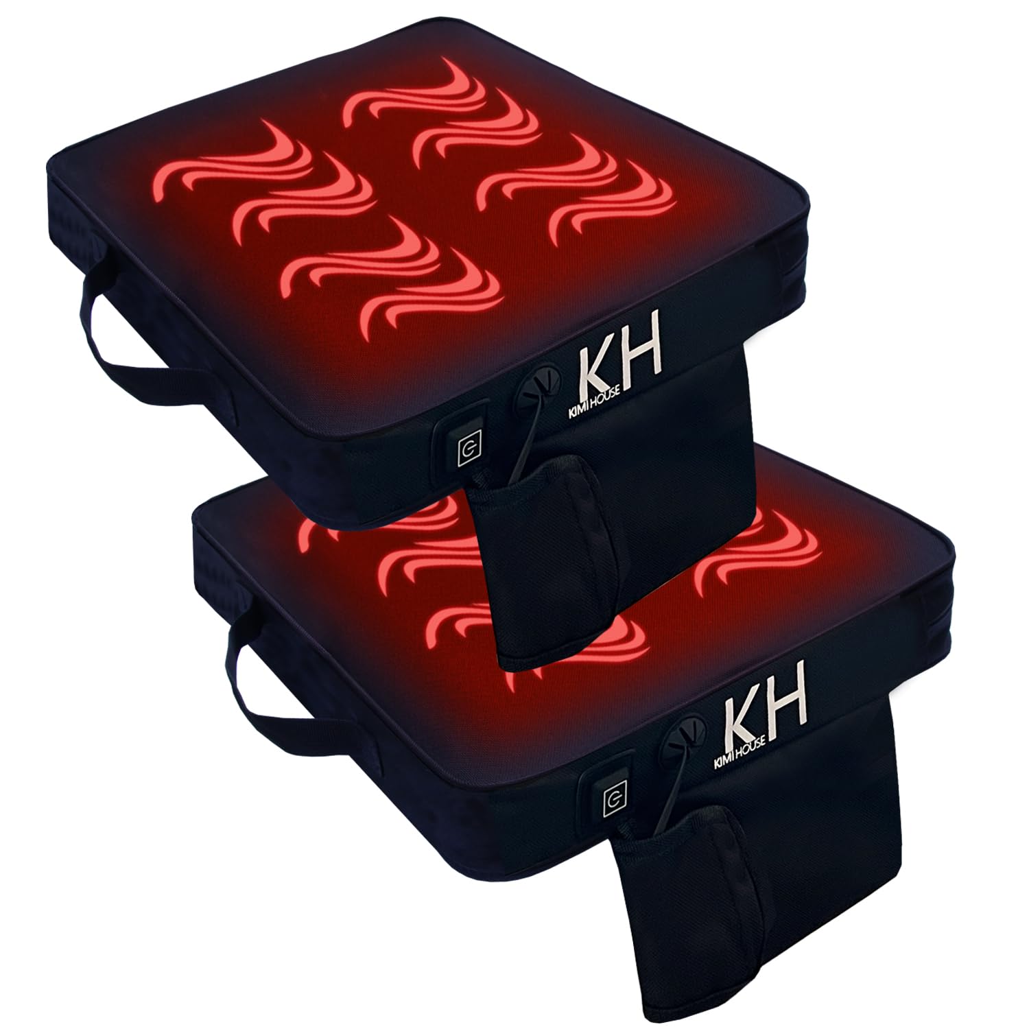 KIMI HOUSE front view of heated seat cushion two-pack showing portability and warmth