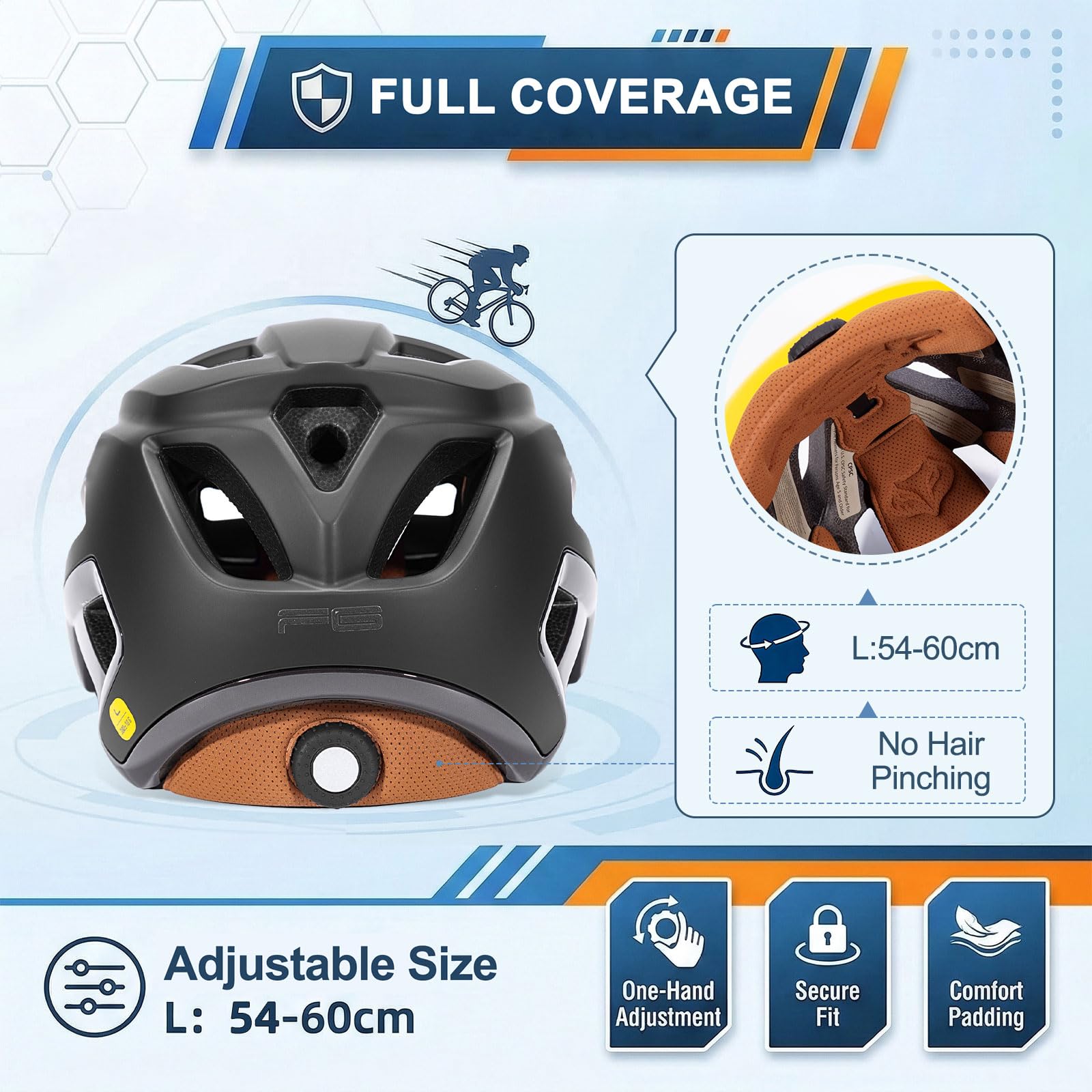 KINGBIKE helmet fit dial shown for precise adjustable comfort and secure fit