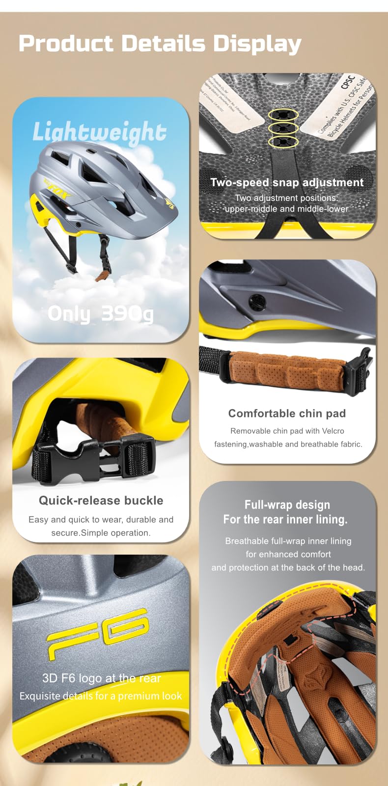 KINGBIKE helmet packaging layout with warranty card for purchase reassurance