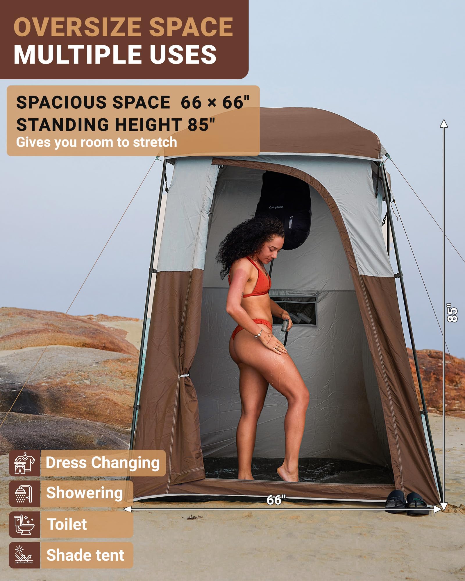 KingCamp groundsheet with internal pockets keeping toiletries organized