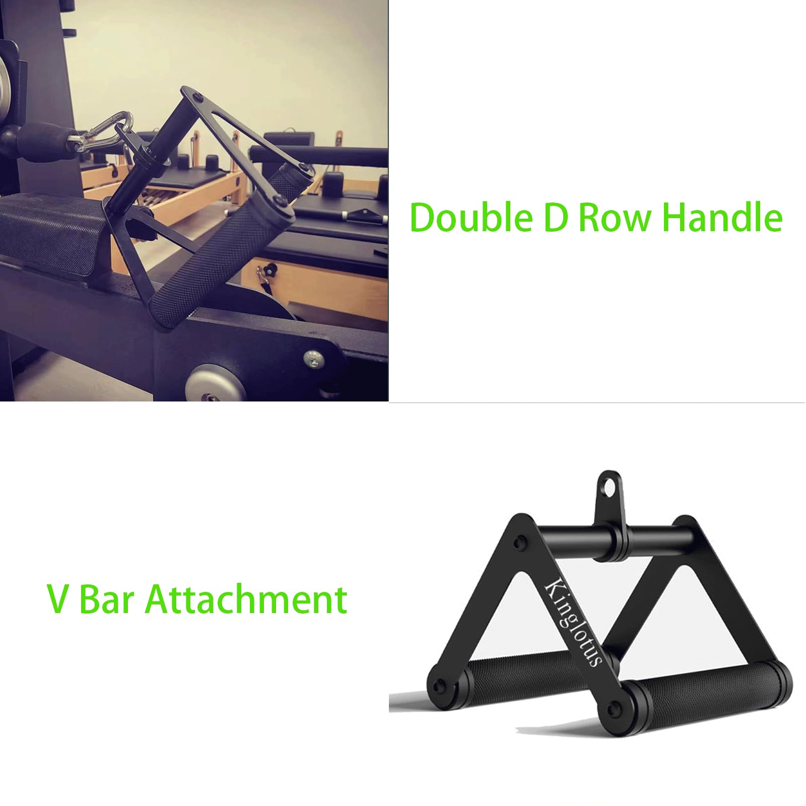 Kinglotus V-shaped bar displayed at angle for close-grip rows and chest-squeezing cable movements
