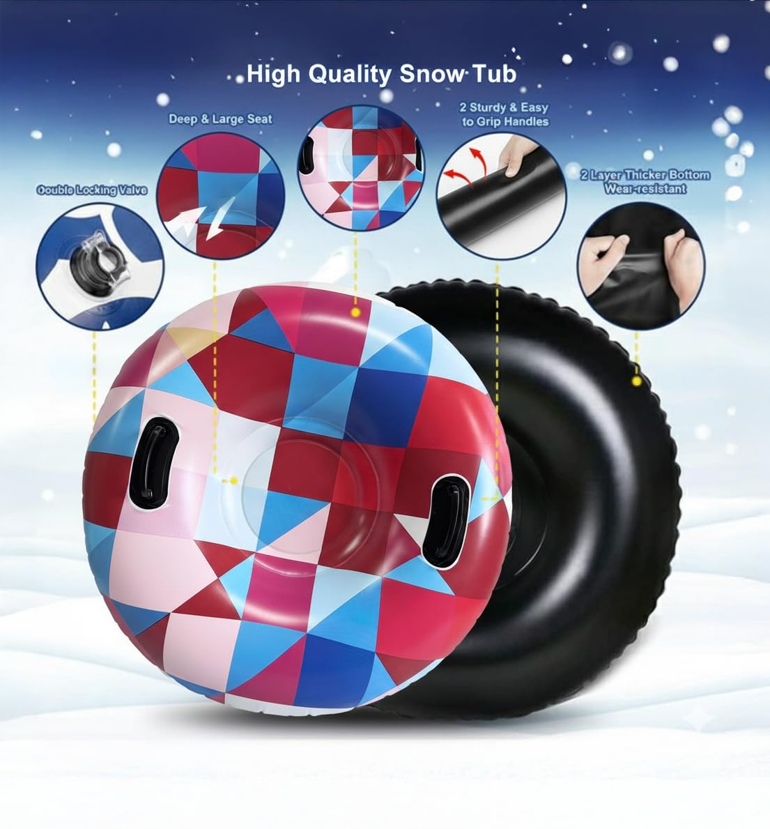 Kingly Toys family sledding action shot showing safe, fun downhill use together