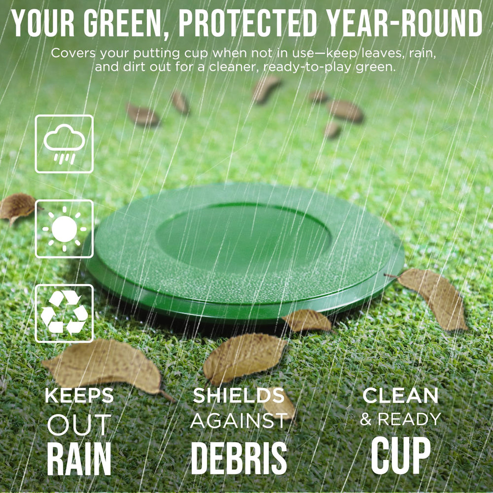 KINGTOP installed in a golf hole demonstrating clean, dry cup protection