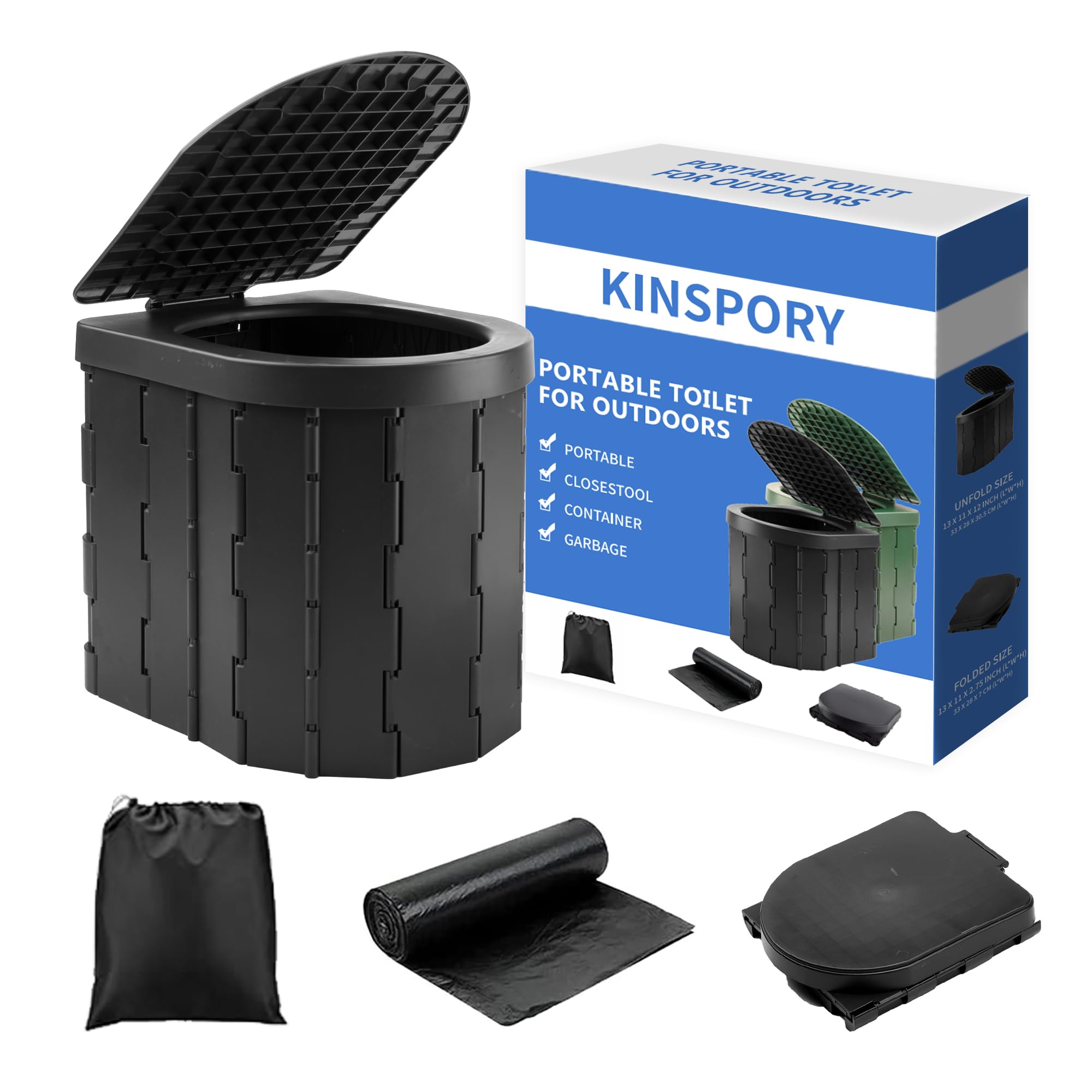 KINSPORY folded front view showing compact storage benefit