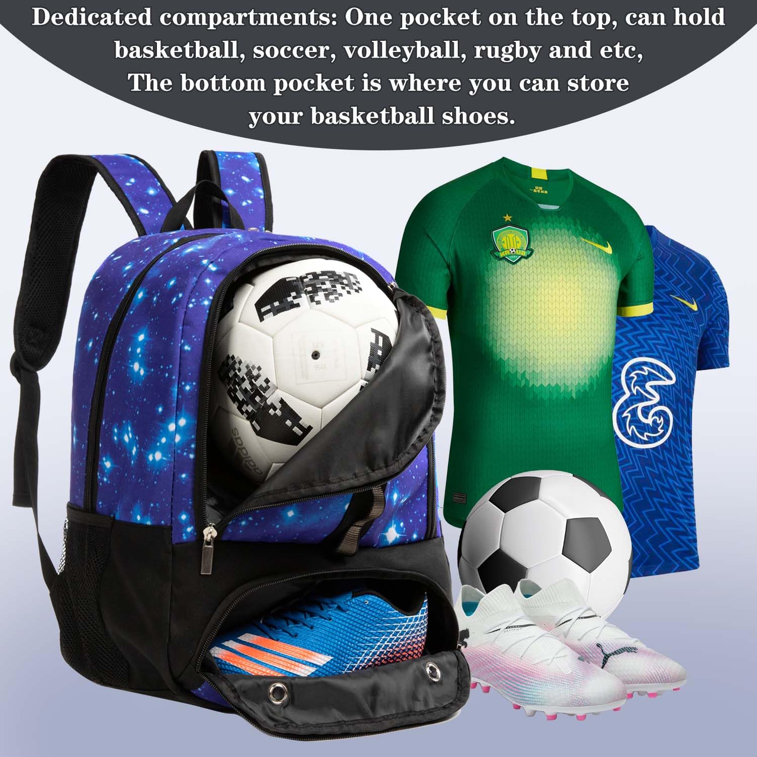 Kioqiear shoe compartment open with cleats demonstrating dirt containment benefit
