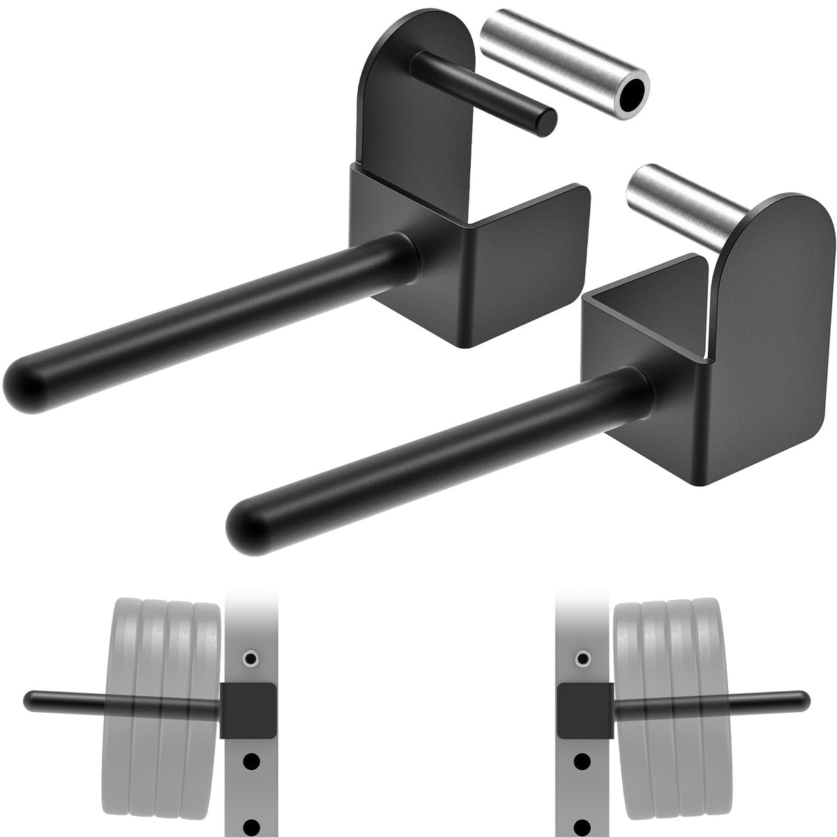 Kipika front view mounted on power rack showing neat plate organization and easy access