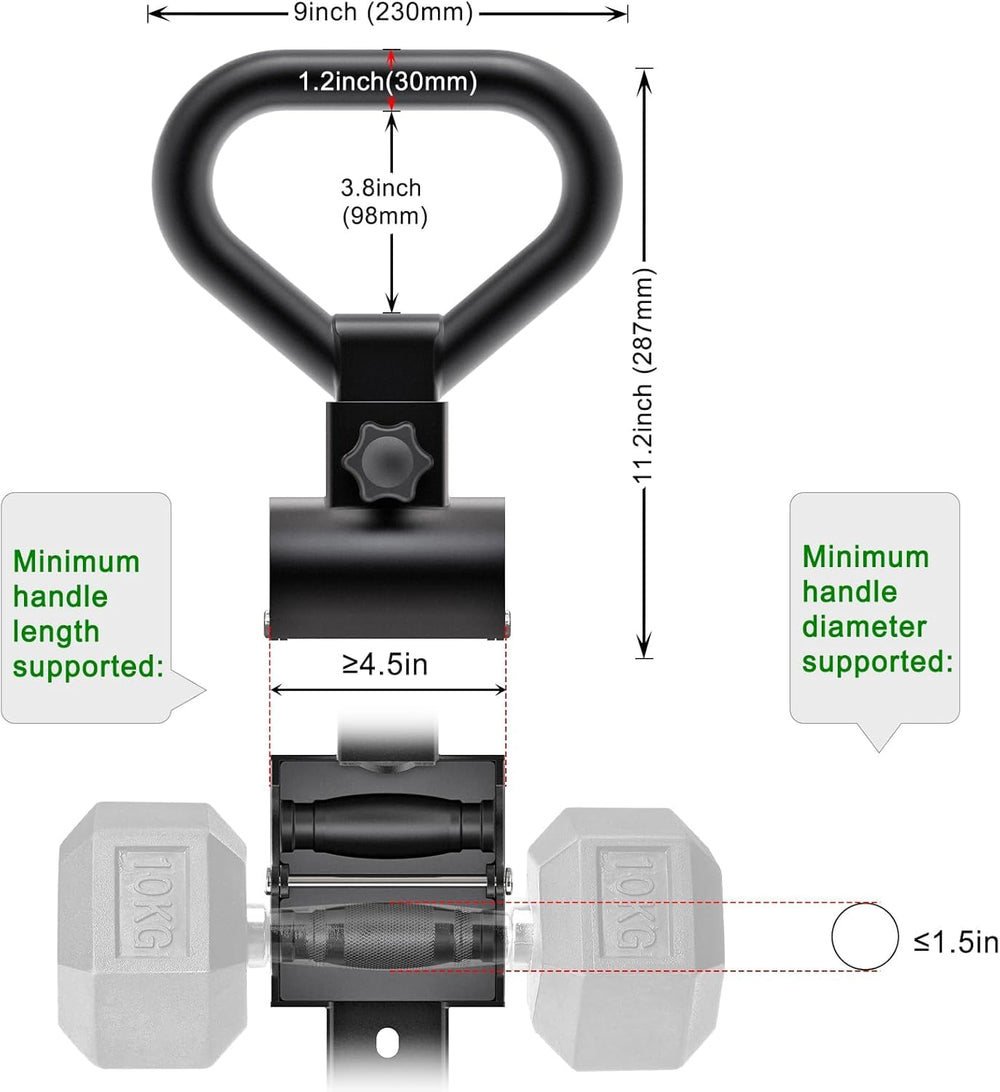 Kipika handle installed on dumbbell demonstrating secure kettlebell conversion