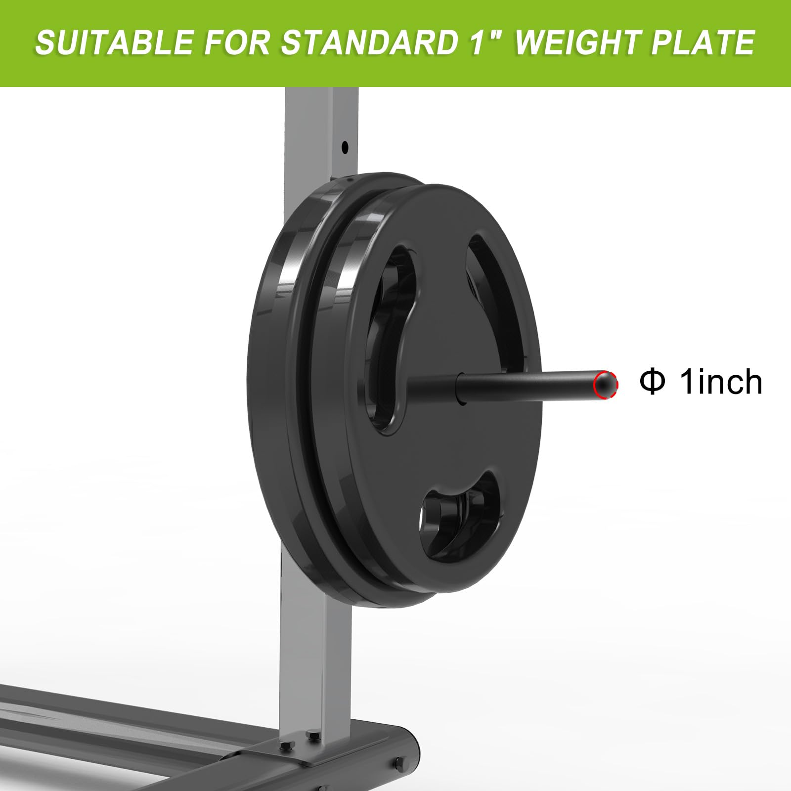 Kipika loaded with weight plates demonstrating 300 lb capacity and space savings