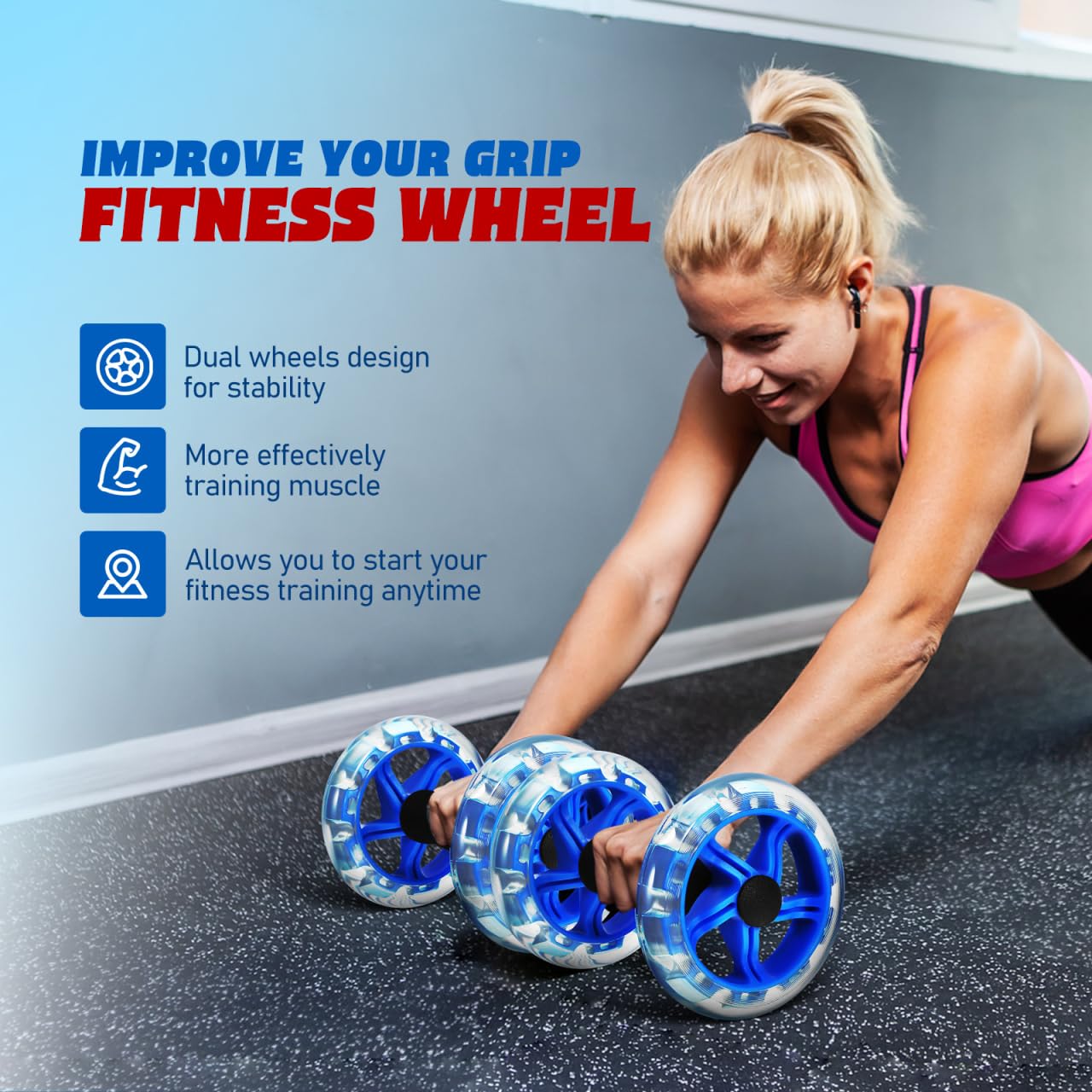 Kisangel ab roller advanced standing rollout demonstration benefit: builds full-range strength