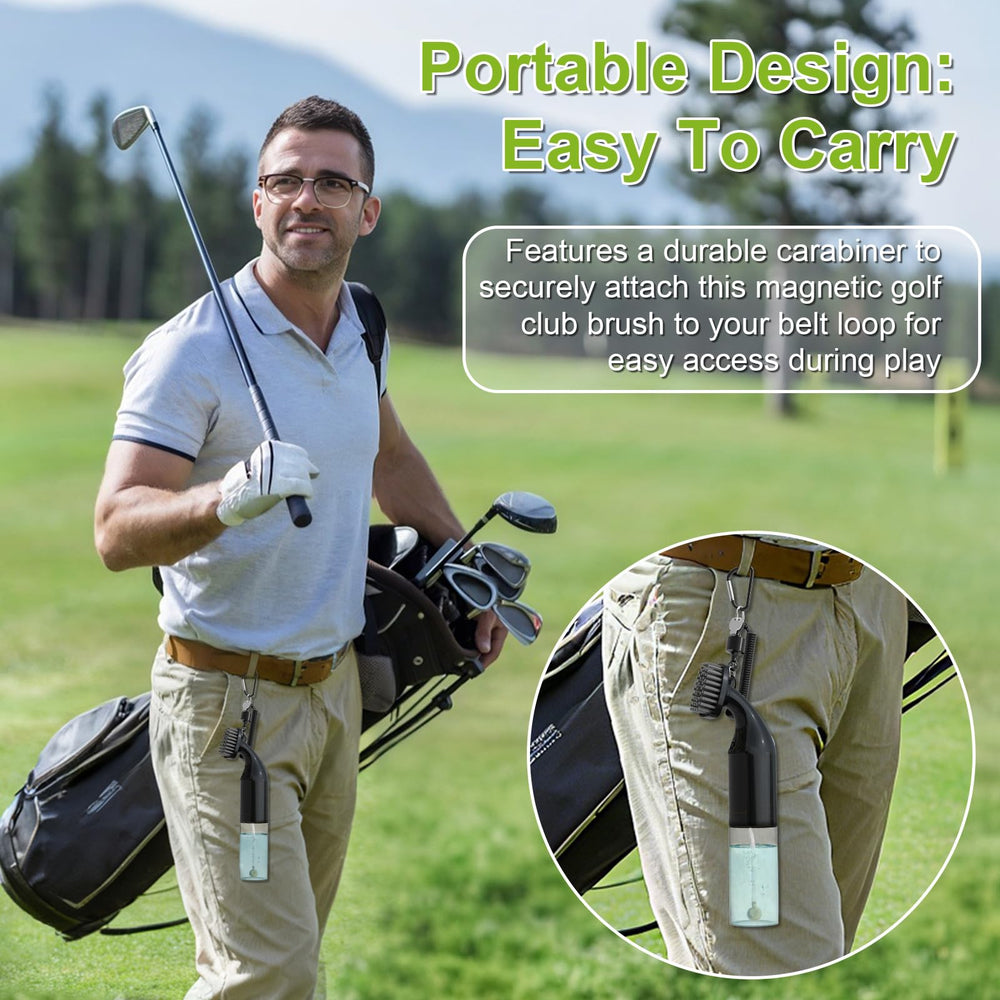 Kiss Core next to golf ball and tee showing compact scale — portable design