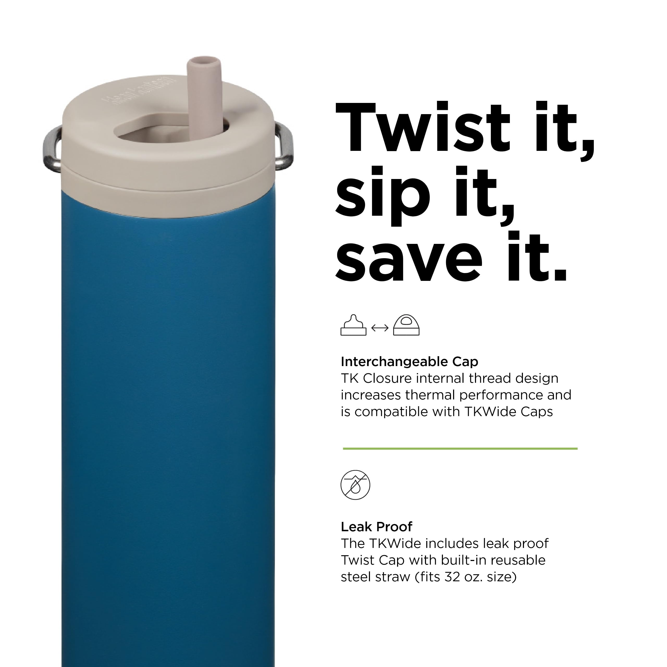 Klean Kanteen Corsair wide mouth open for easy cleaning and ice access