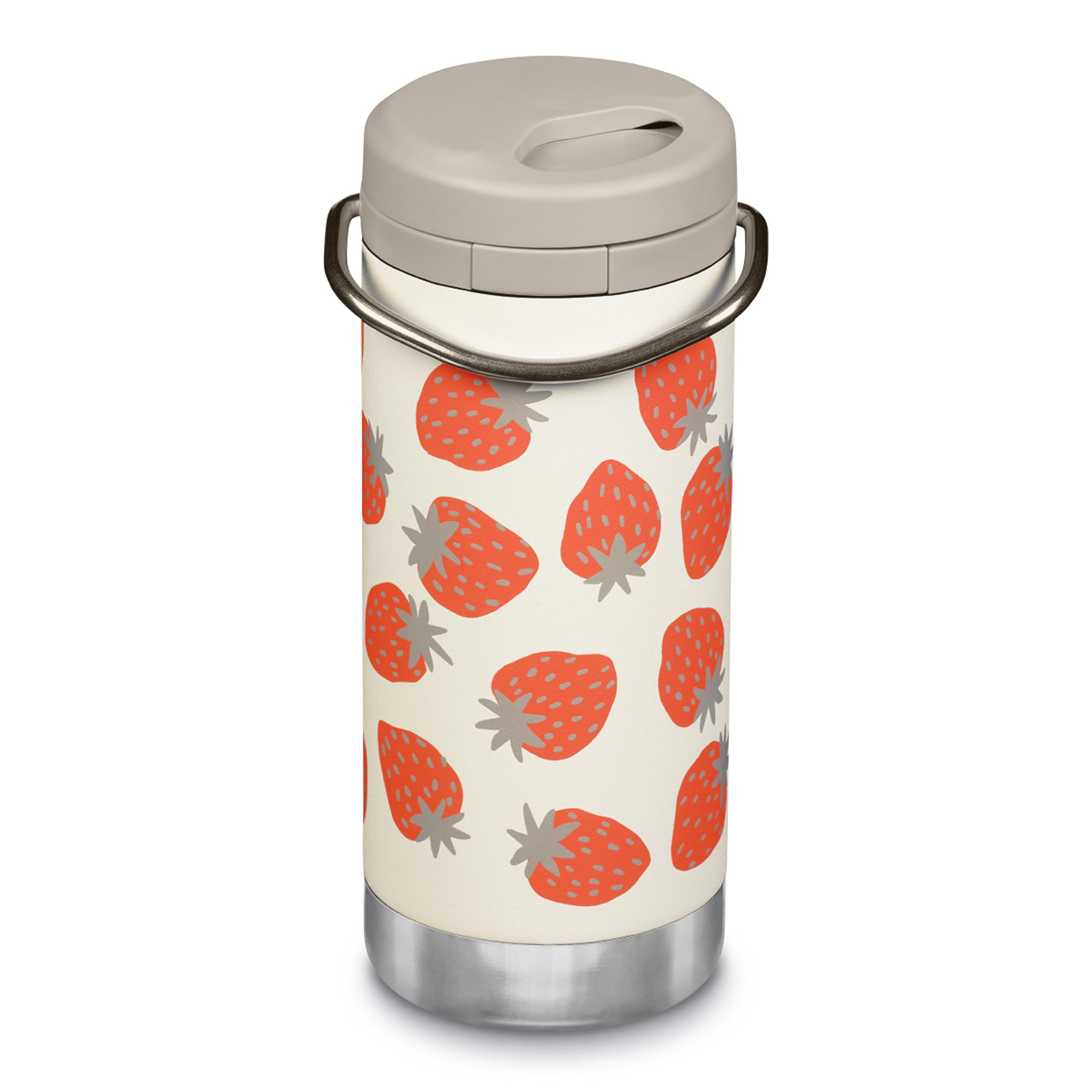 Klean Kanteen front view showing strawberries color and compact design for portable hydration