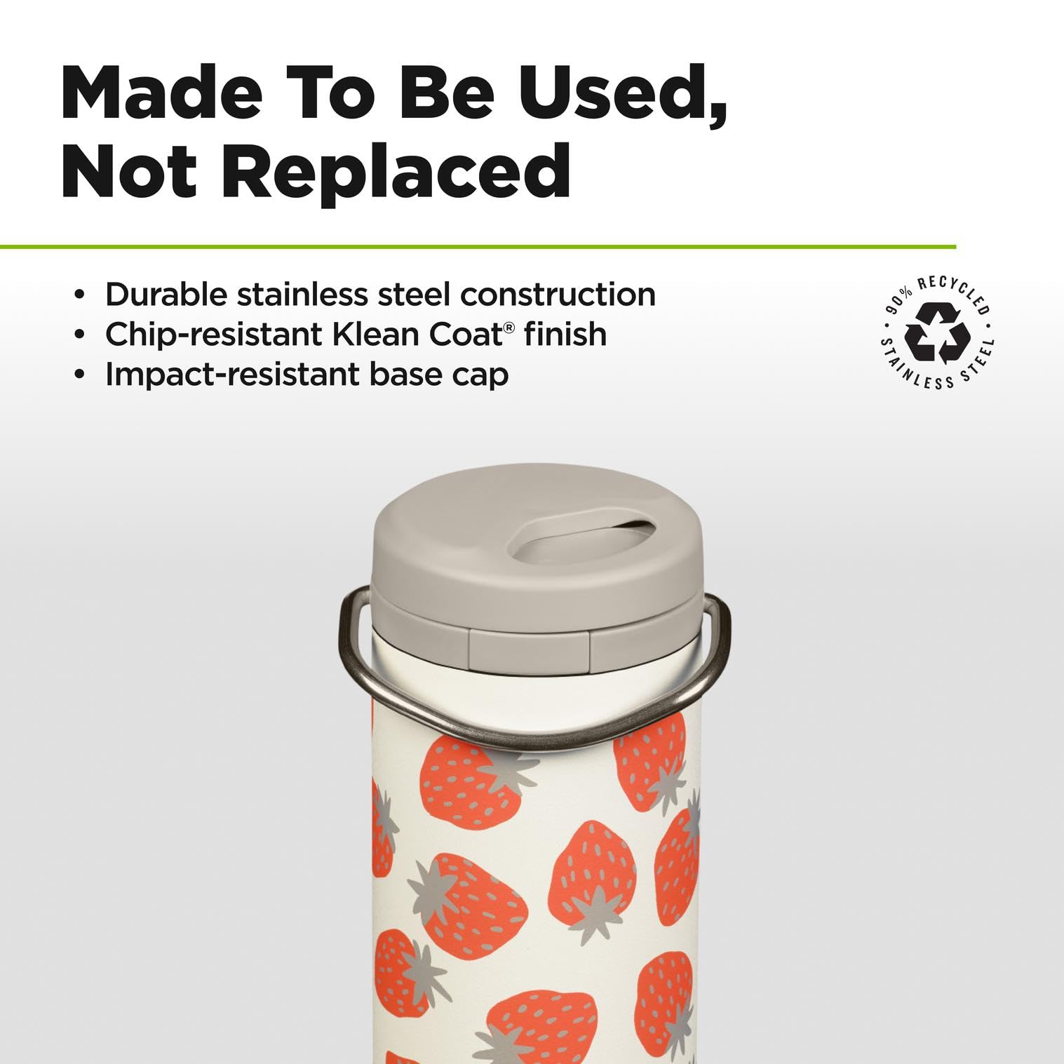 Klean Kanteen in car cup holder highlighting commuter-friendly fit and stability