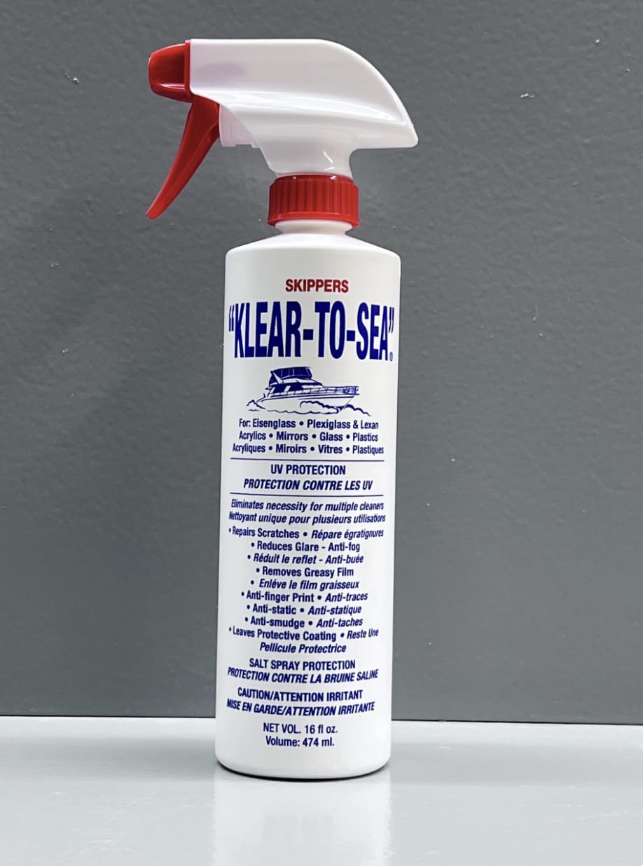 Klear-To-Sea spray bottle front label showing cleaner and UV-protection benefit