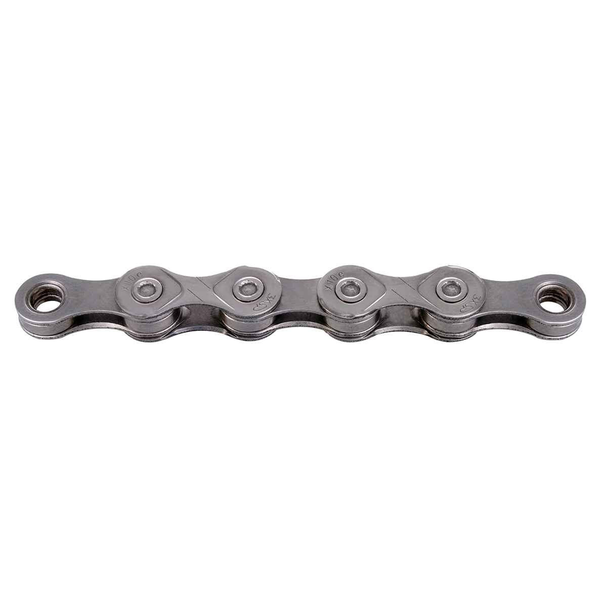 KMC E10 front packaging showing 136 links and e‑bike compatibility for reliable torque handling