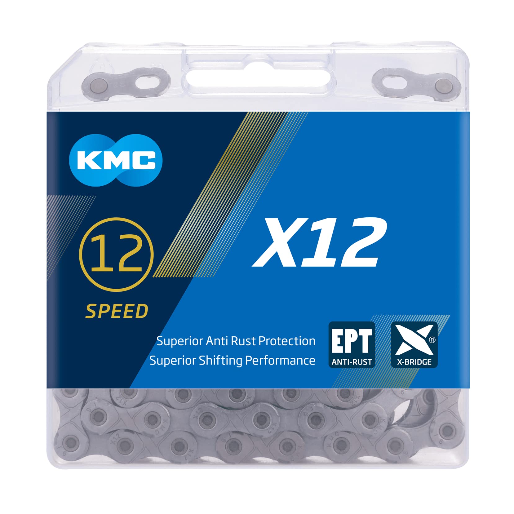 KMC X12 front packaging showing model and finish with easy identification benefit