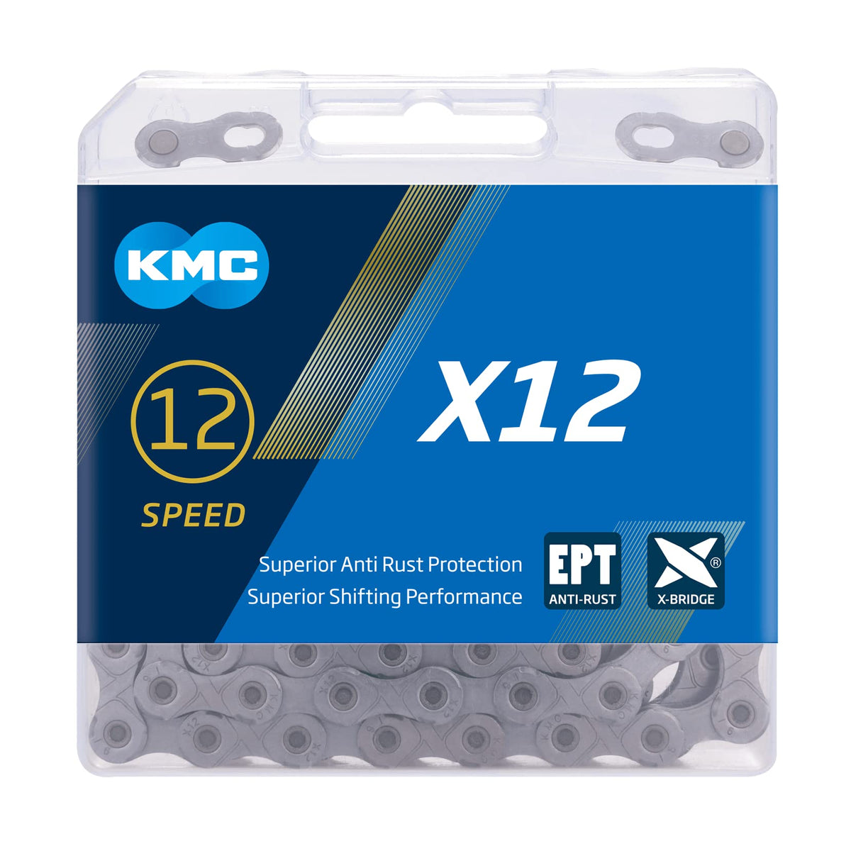 KMC X12 front packaging showing model and finish with easy identification benefit