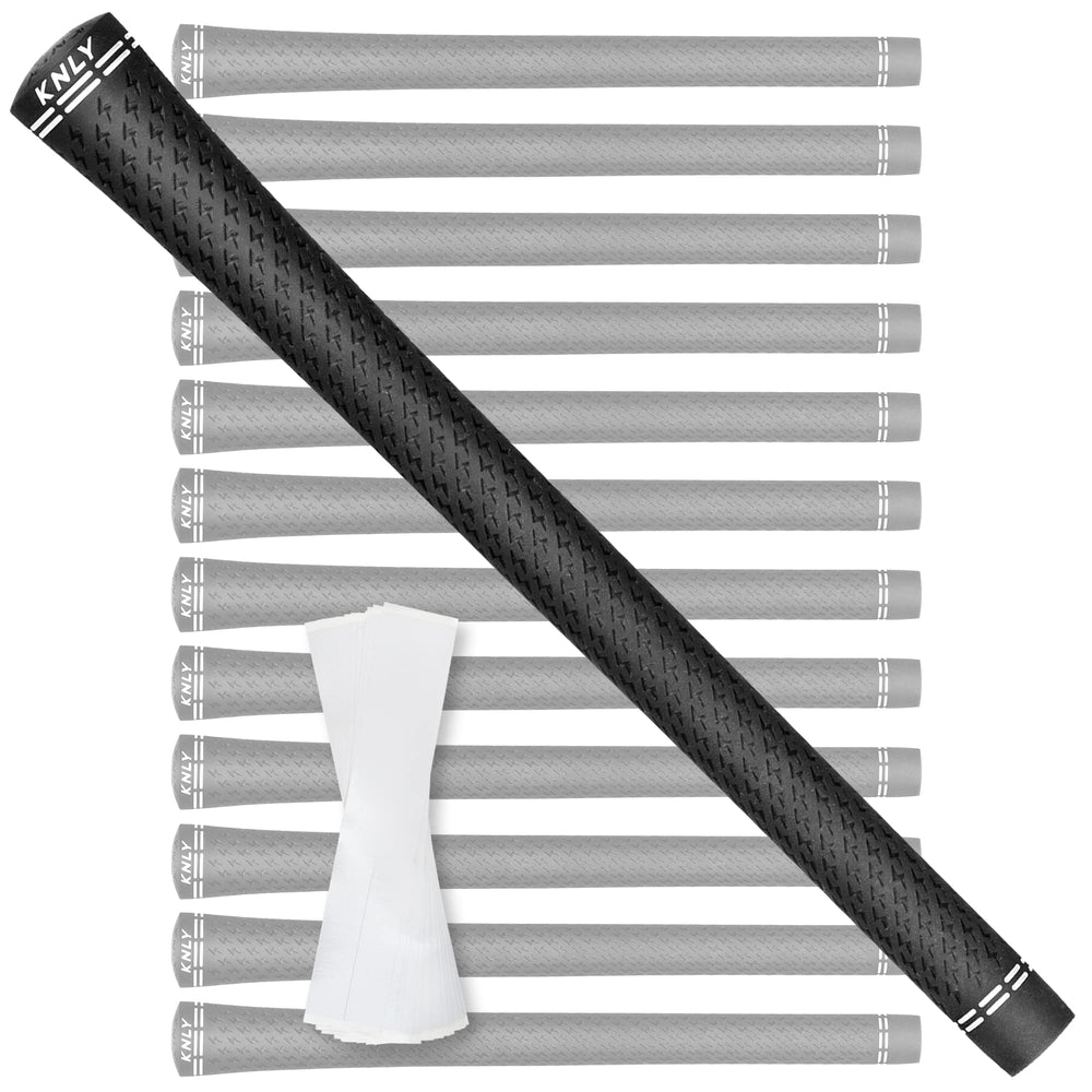 KNLY front packaging showing full 13-grip kit and included tapes for easy regrip