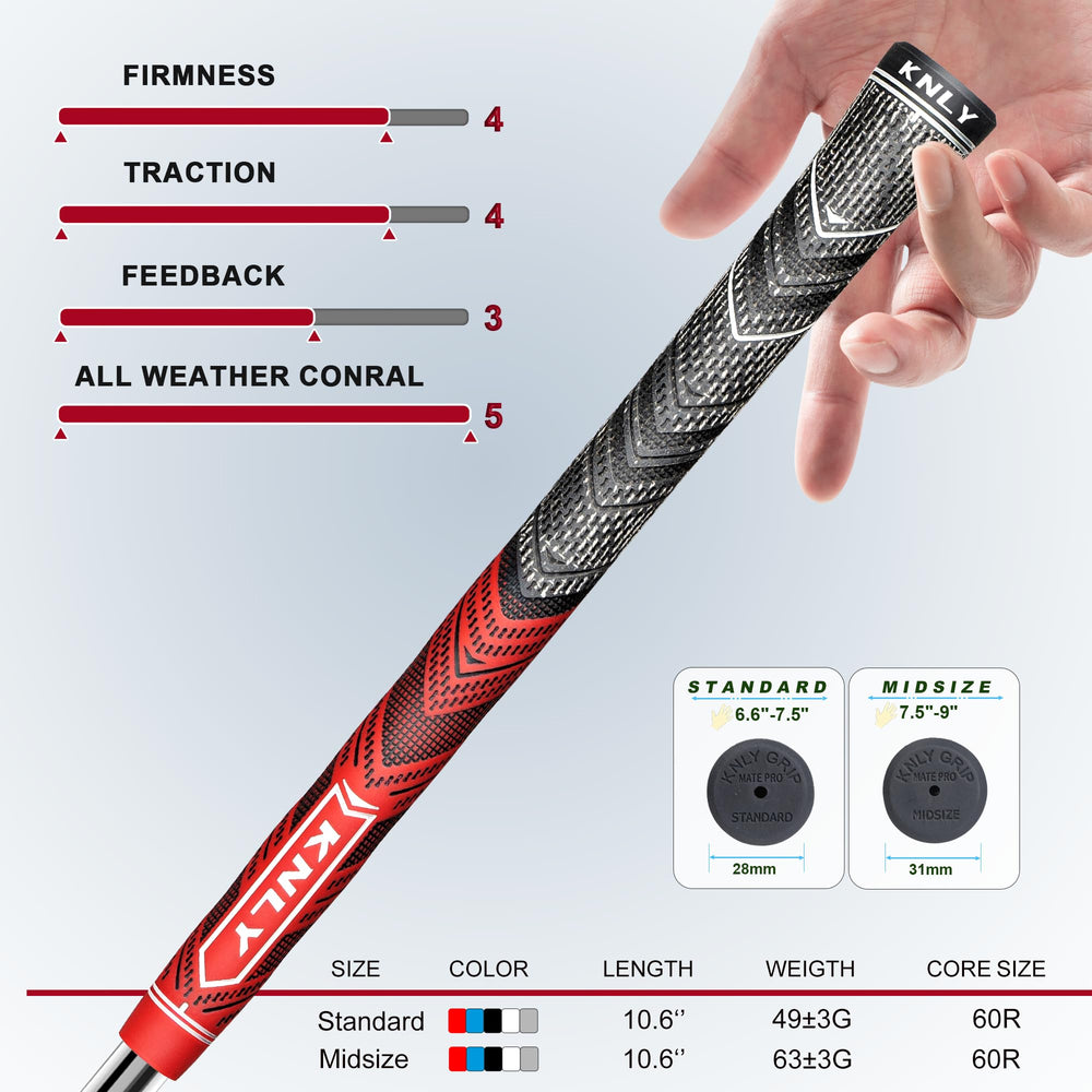 KNLY grips installed on clubs in a golf bag showing pro-ready appearance