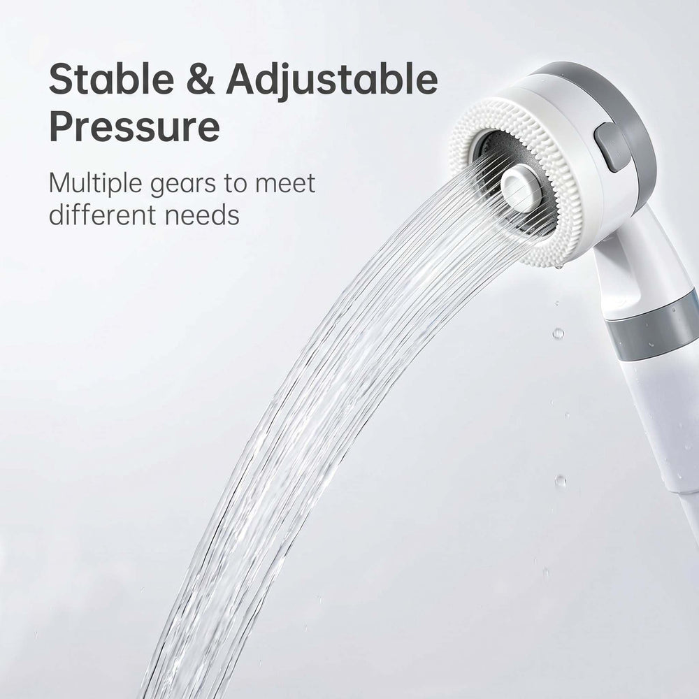 Koala Gear close-up of adjustable shower head with scrub bristles for effective rinsing