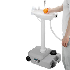 Kohree front view of portable sink showing controls and mobility benefit