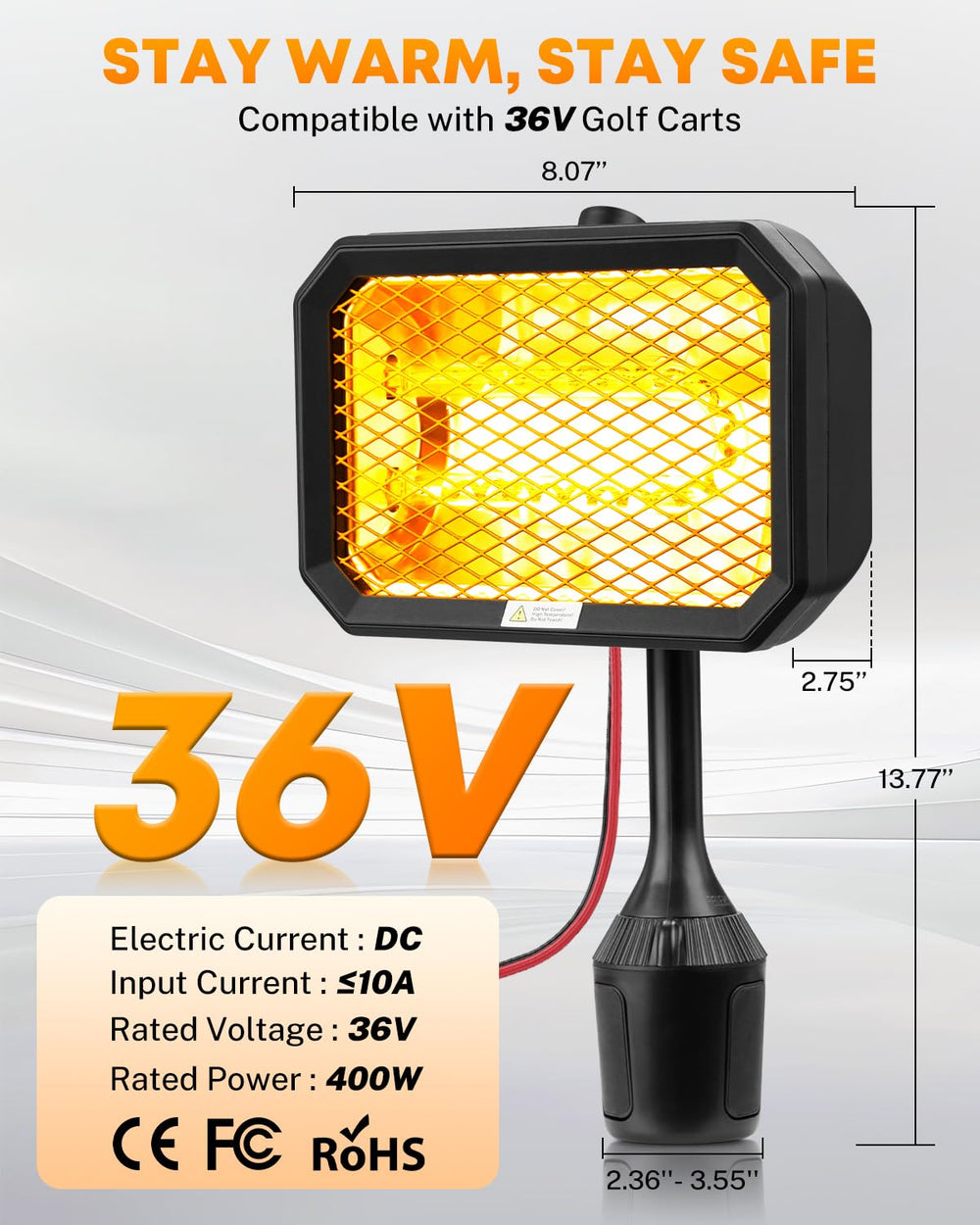 Kohree heater beside ruler showing size and easy storage advantage