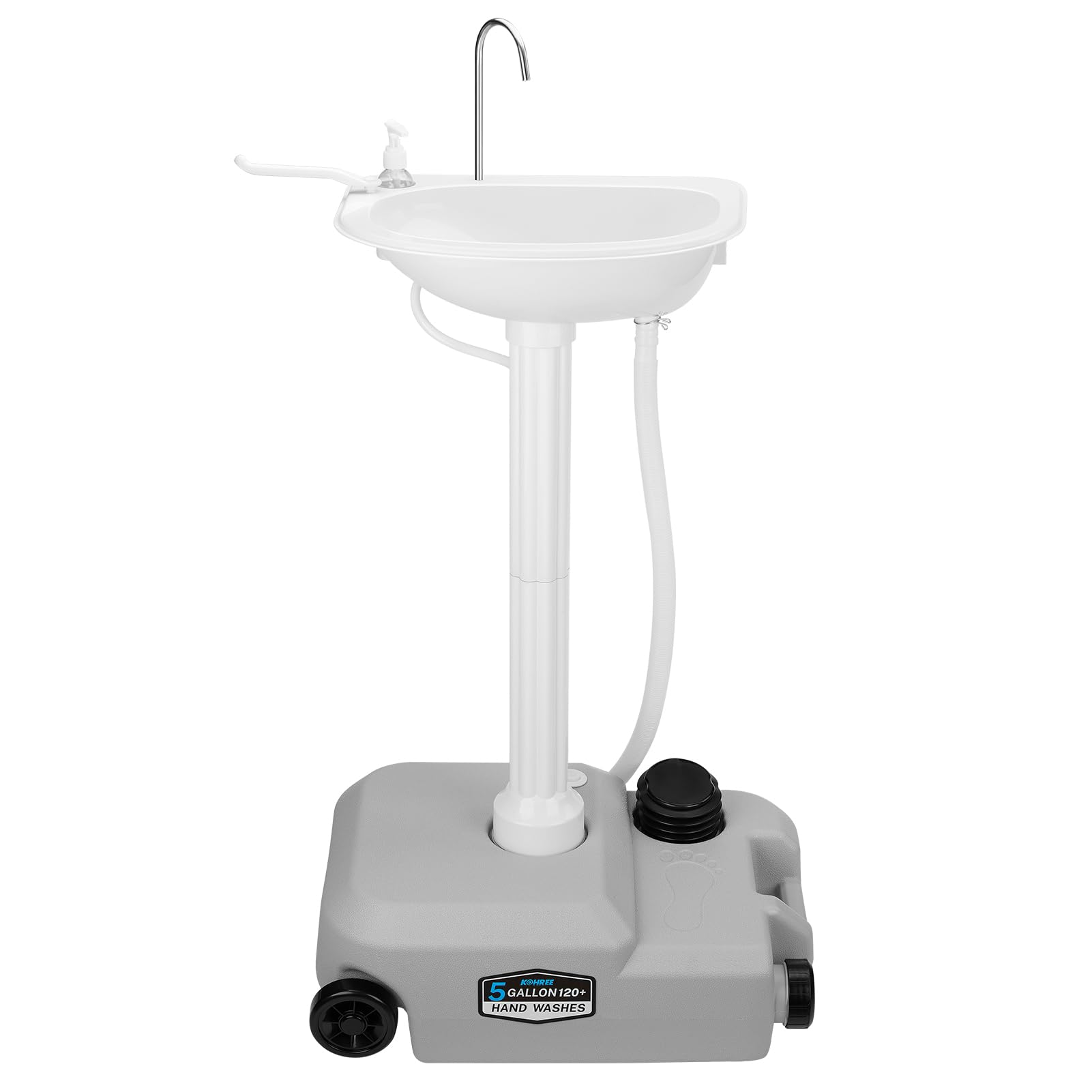 Kohree front view of portable sink showing compact design and transportability benefit