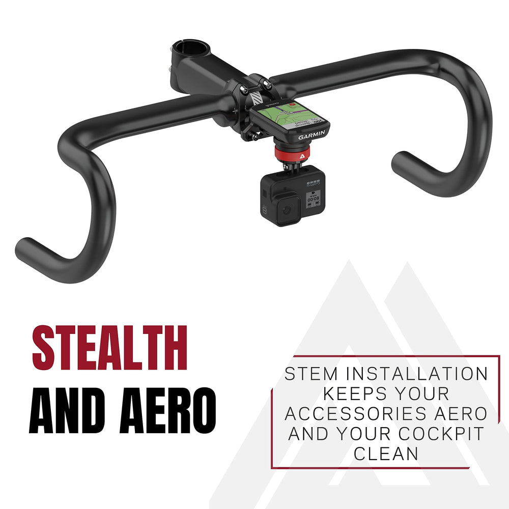 KOM Cycling stem mount installed on bike demonstrating cleaner handlebar setup