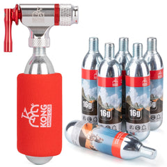 KONG MING CAR inflator front view showing compact aluminum head and control valve benefit rapid inflation