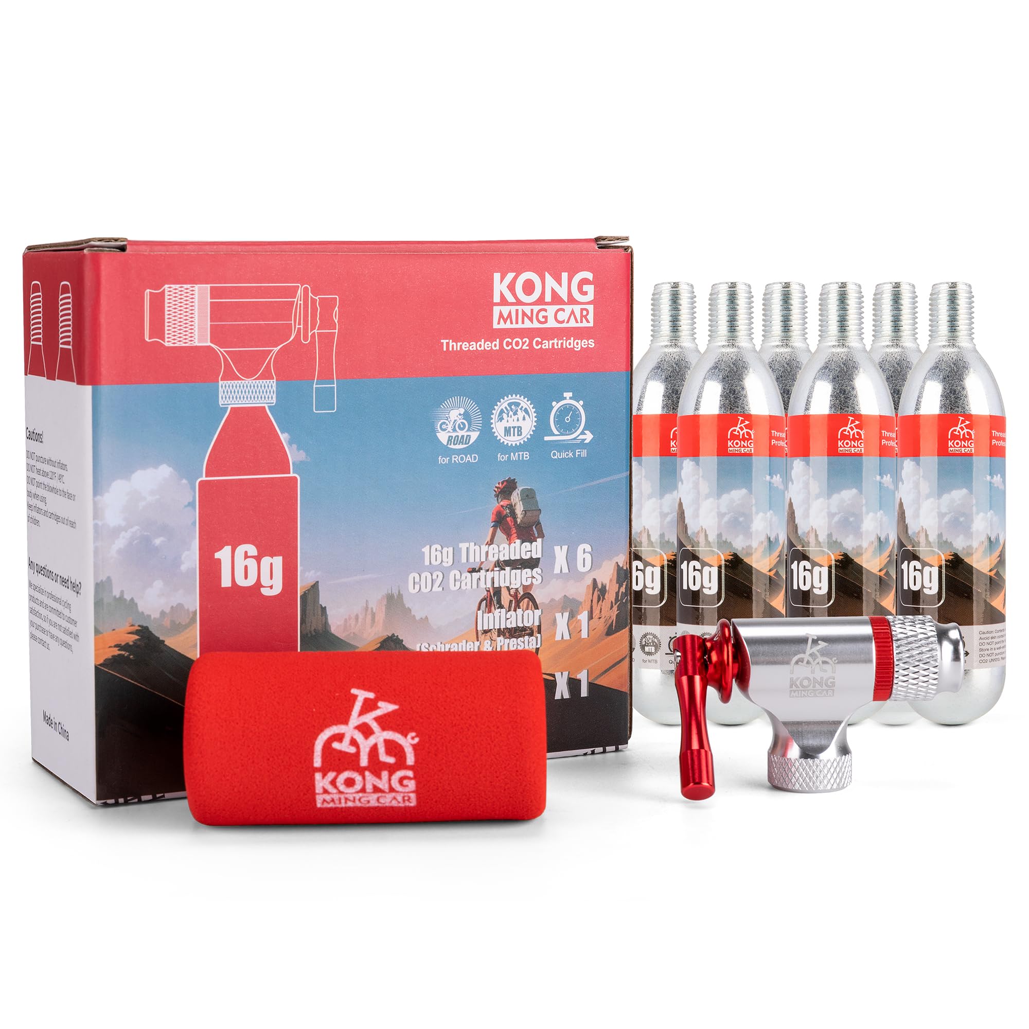 KONG MING CAR packaged kit on a bench with saddlebag showing ready-to-carry convenience