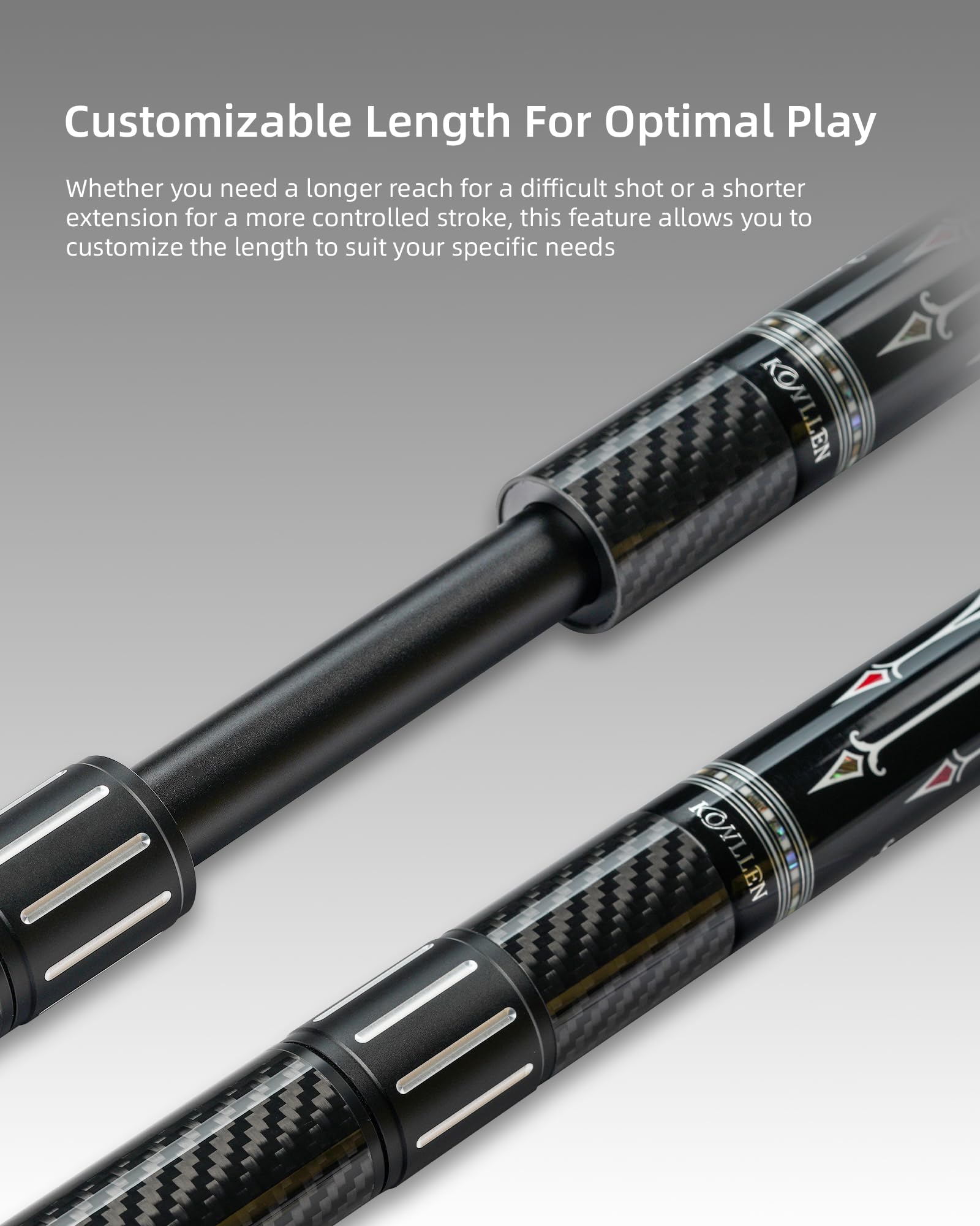 KONLLEN compact size next to cue case for easy transport benefit