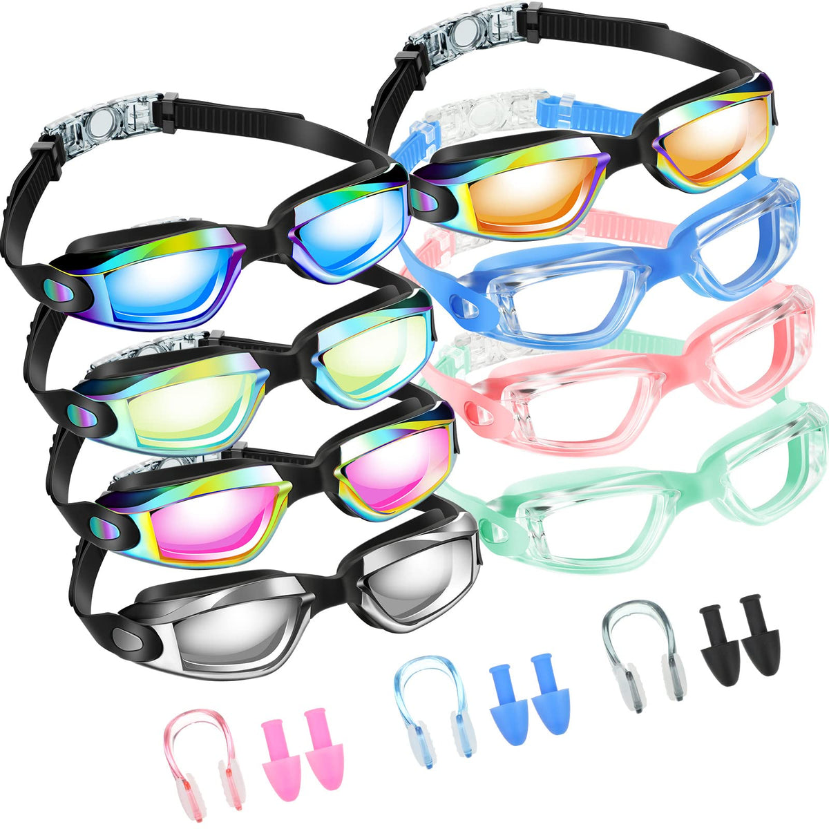 Konohan front packaging showing eight goggles and included accessories, organized for convenience