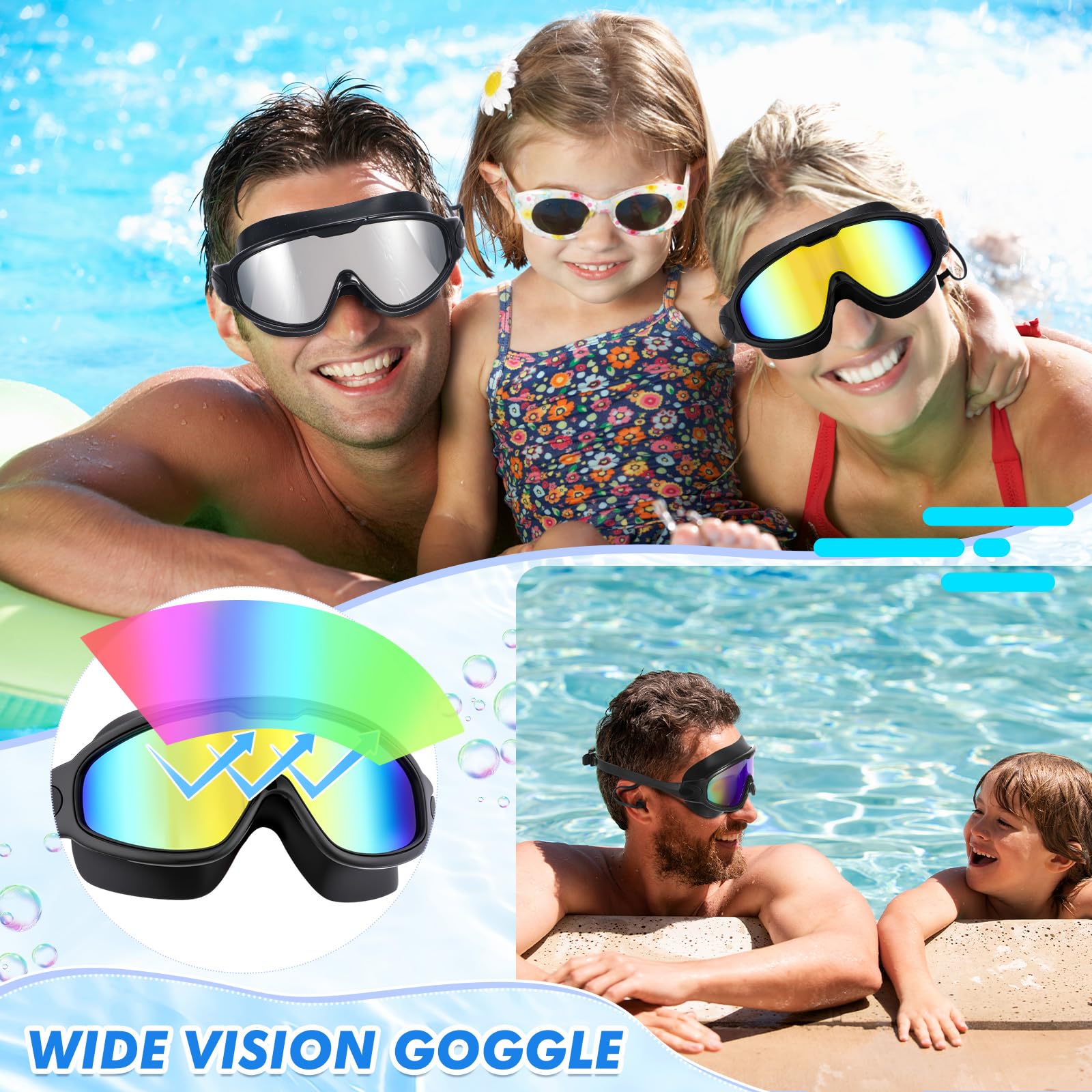 Konohan goggles worn by swimmer in pool illustrating stable fit during laps
