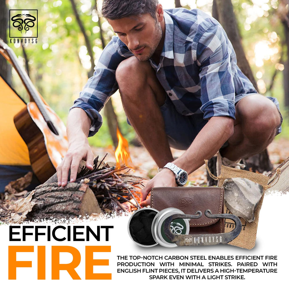 KonvoySG hand-forged carbon steel striker close-up with texture and reliable sparks benefit