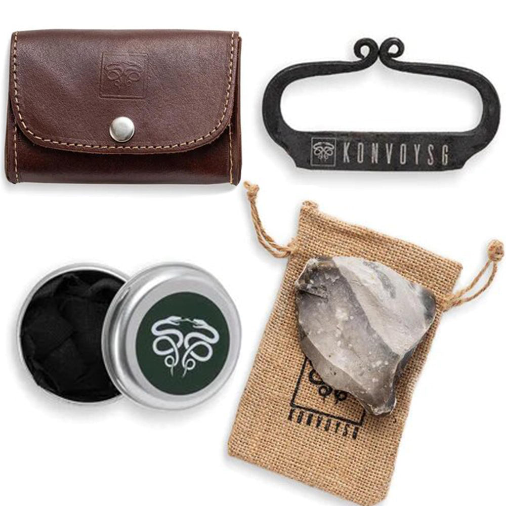 KonvoySG front view of fire kit showing full contents and premium pouch benefit