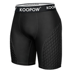 KOOPOW front view of padded sliding shorts showing fit and protection benefits